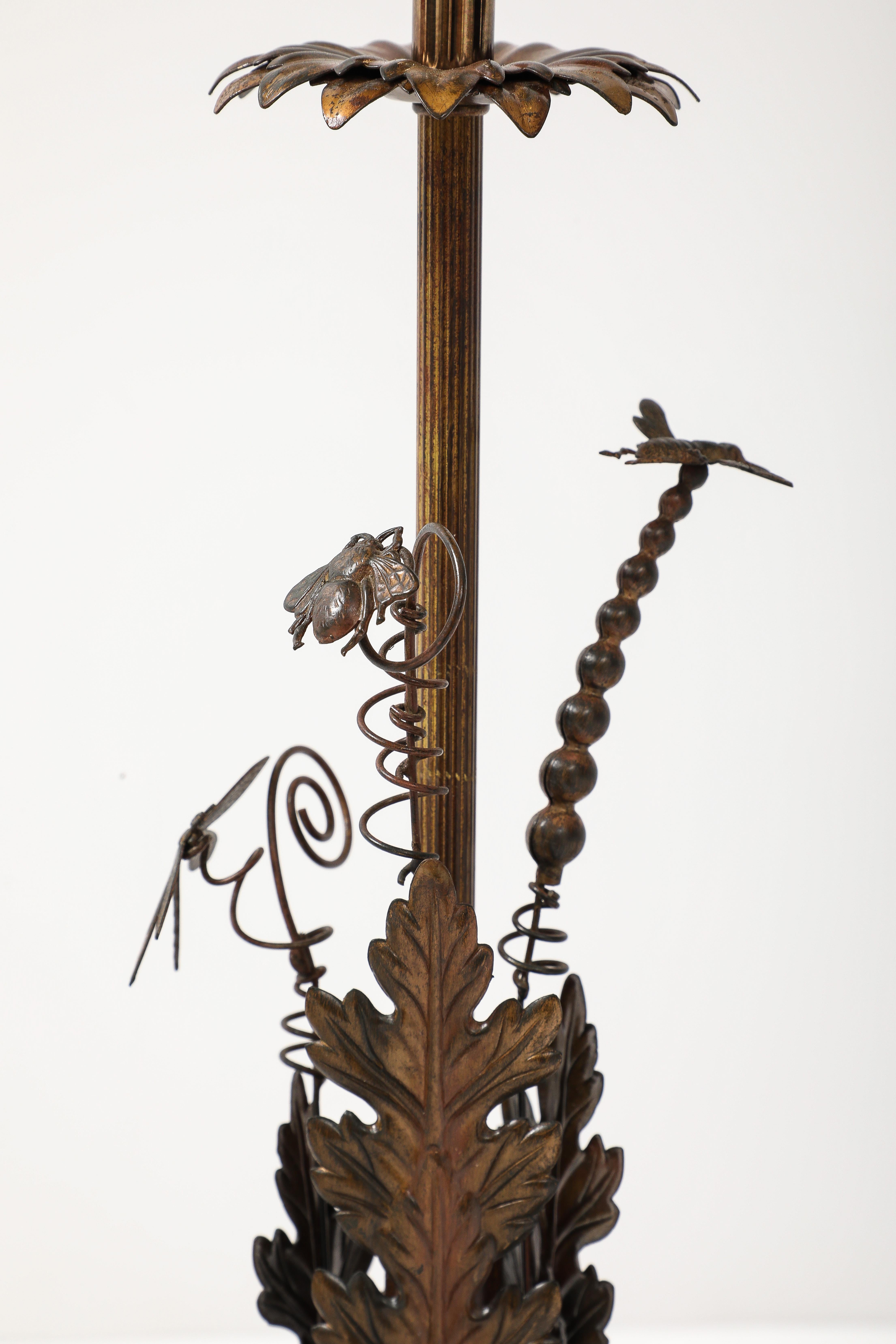 Maison Charles Lampes à fougères et insectes en laiton en vente 1