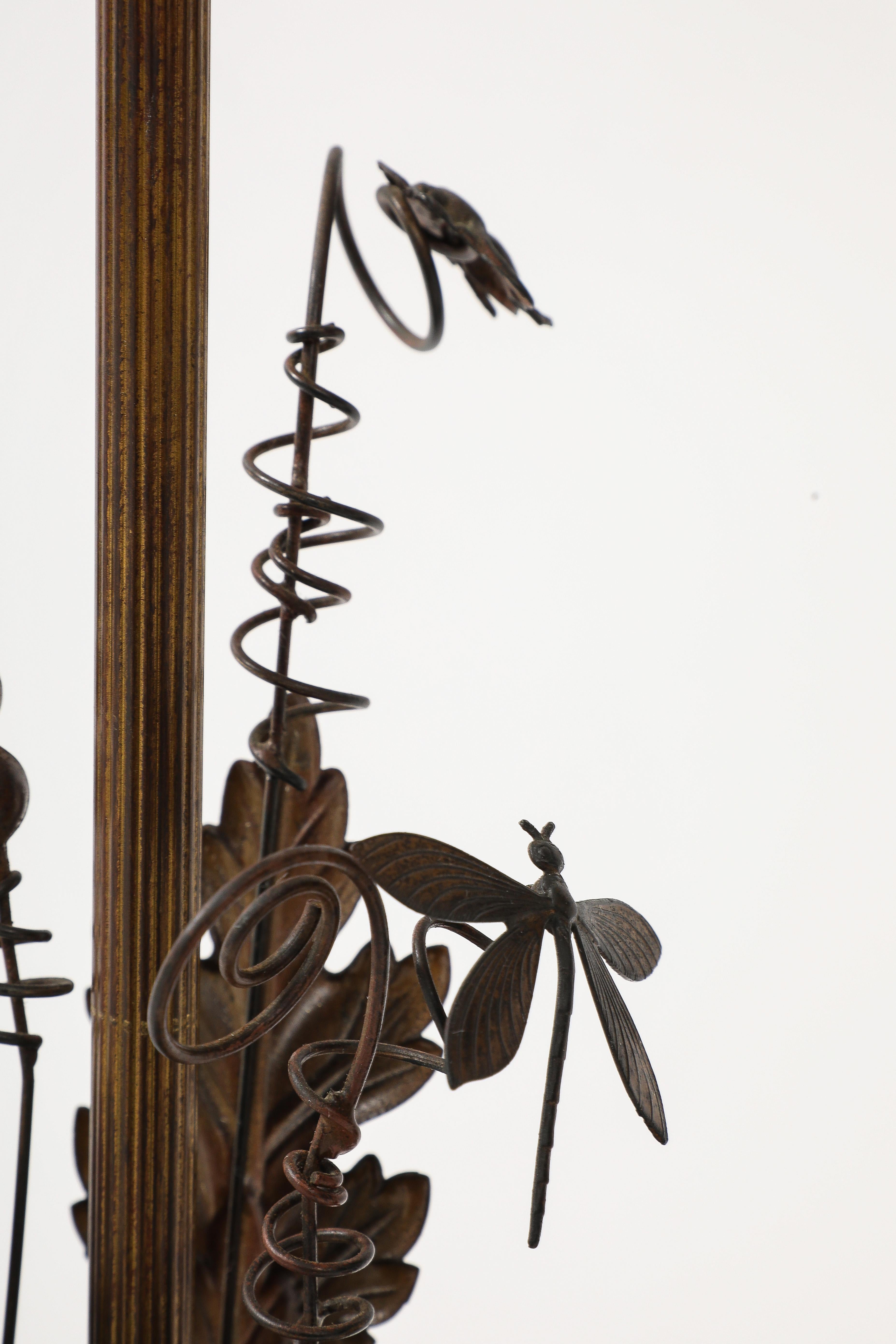 Maison Charles Lampes à fougères et insectes en laiton en vente 2
