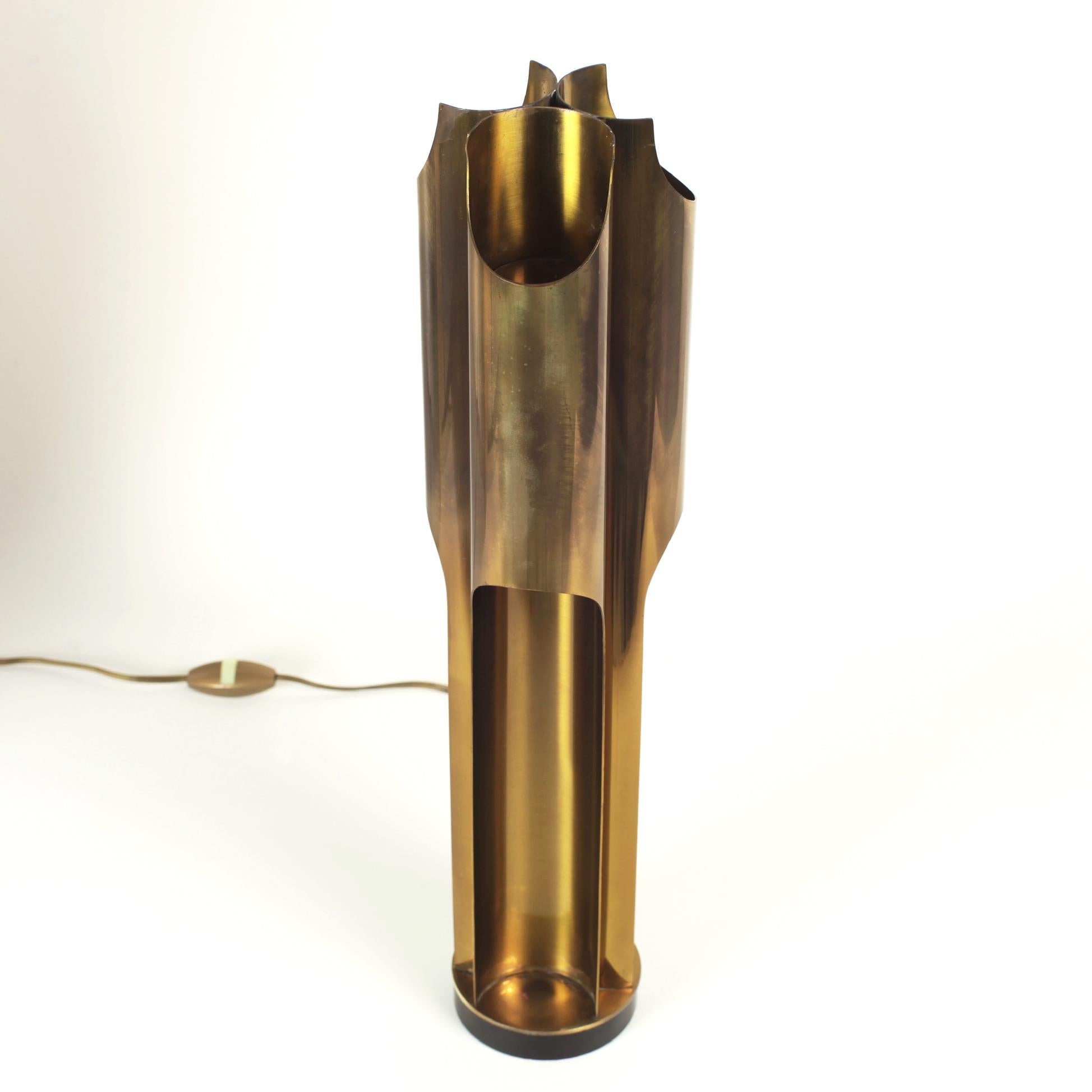 Maison Charles Brass Orgue Lamp Signed, France, 1960s In Good Condition In Saint  Ouen, FR