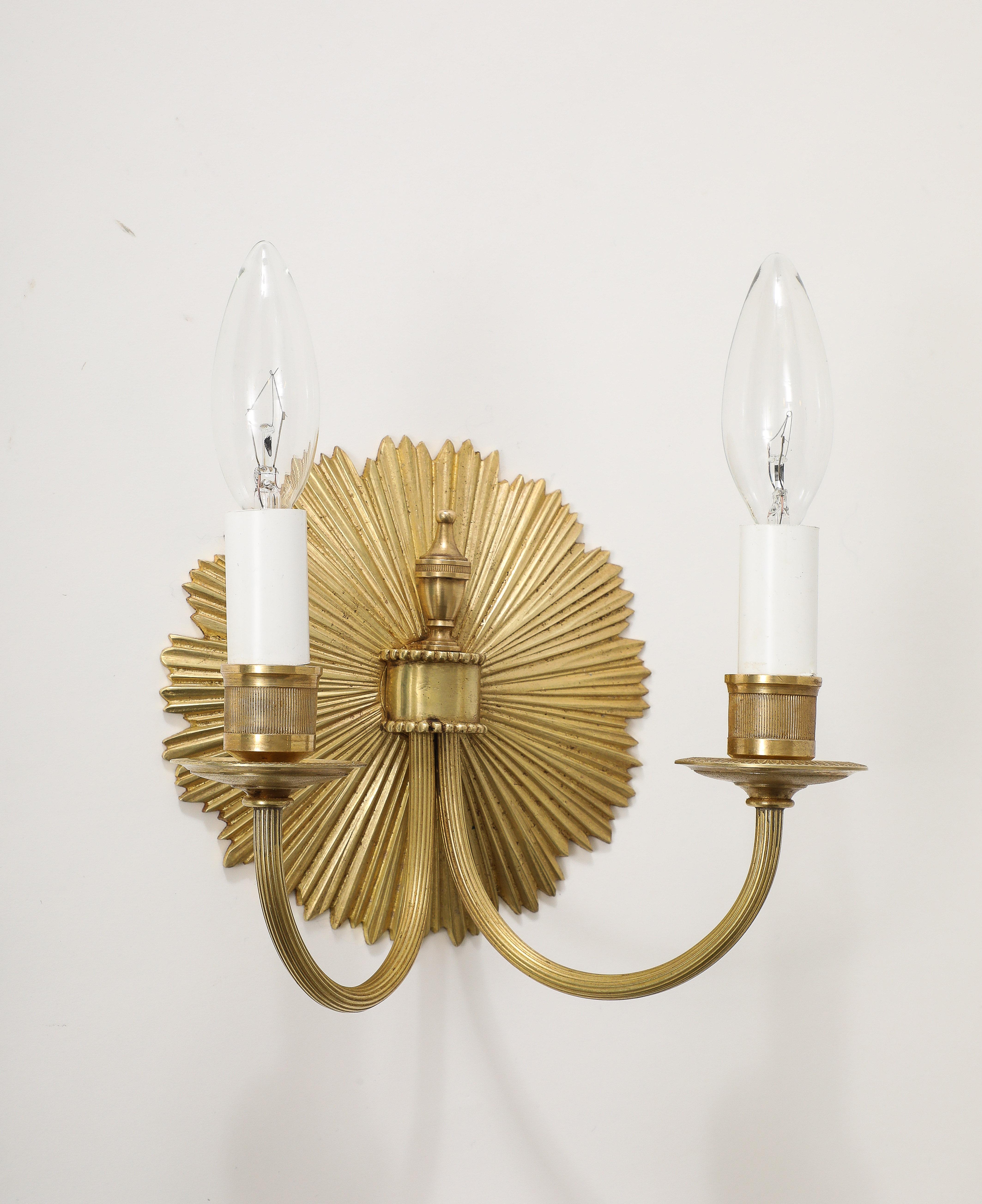 Mid-Century Modern Maison Charles Brass Wall Sconces For Sale