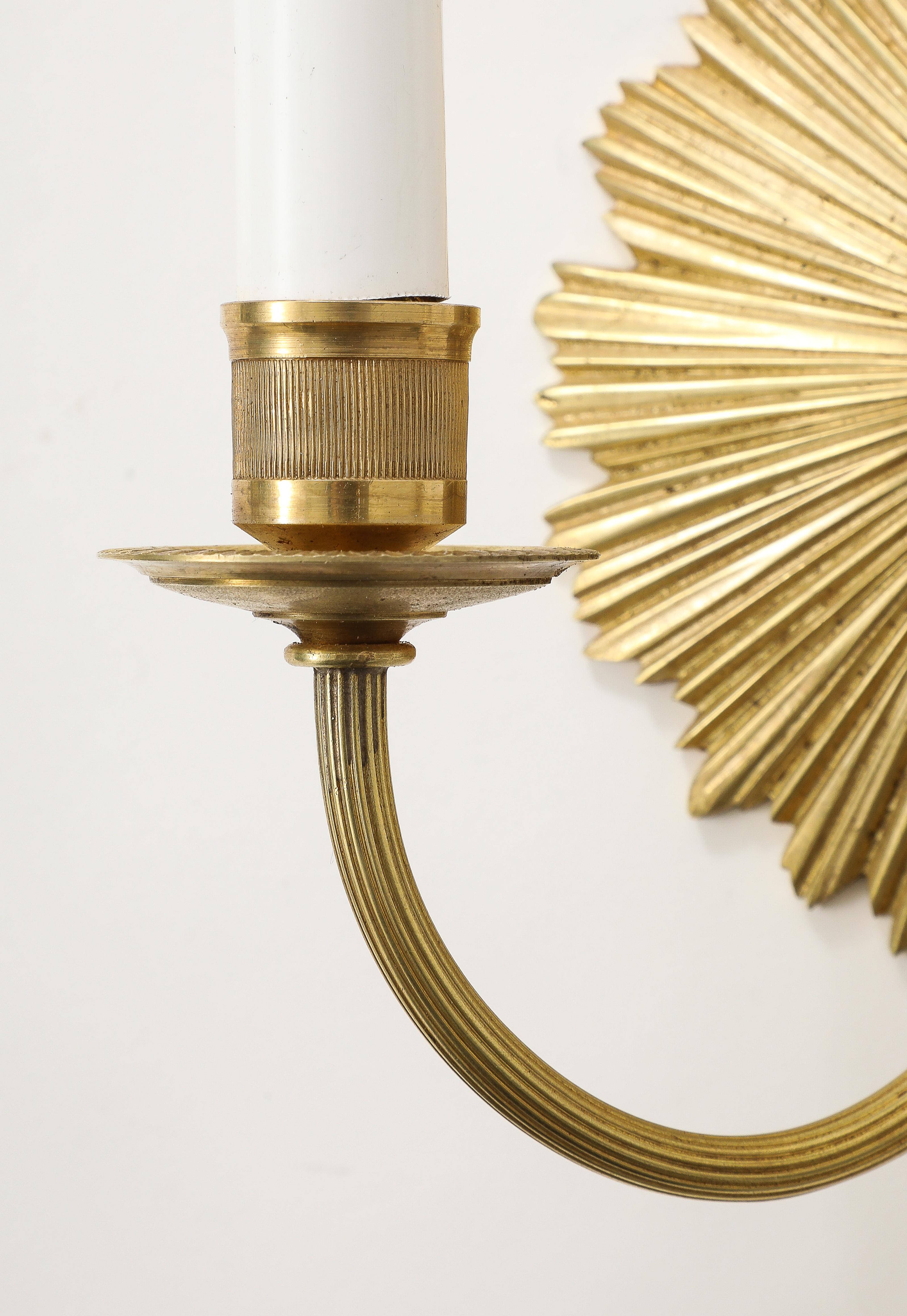 Mid-20th Century Maison Charles Brass Wall Sconces For Sale