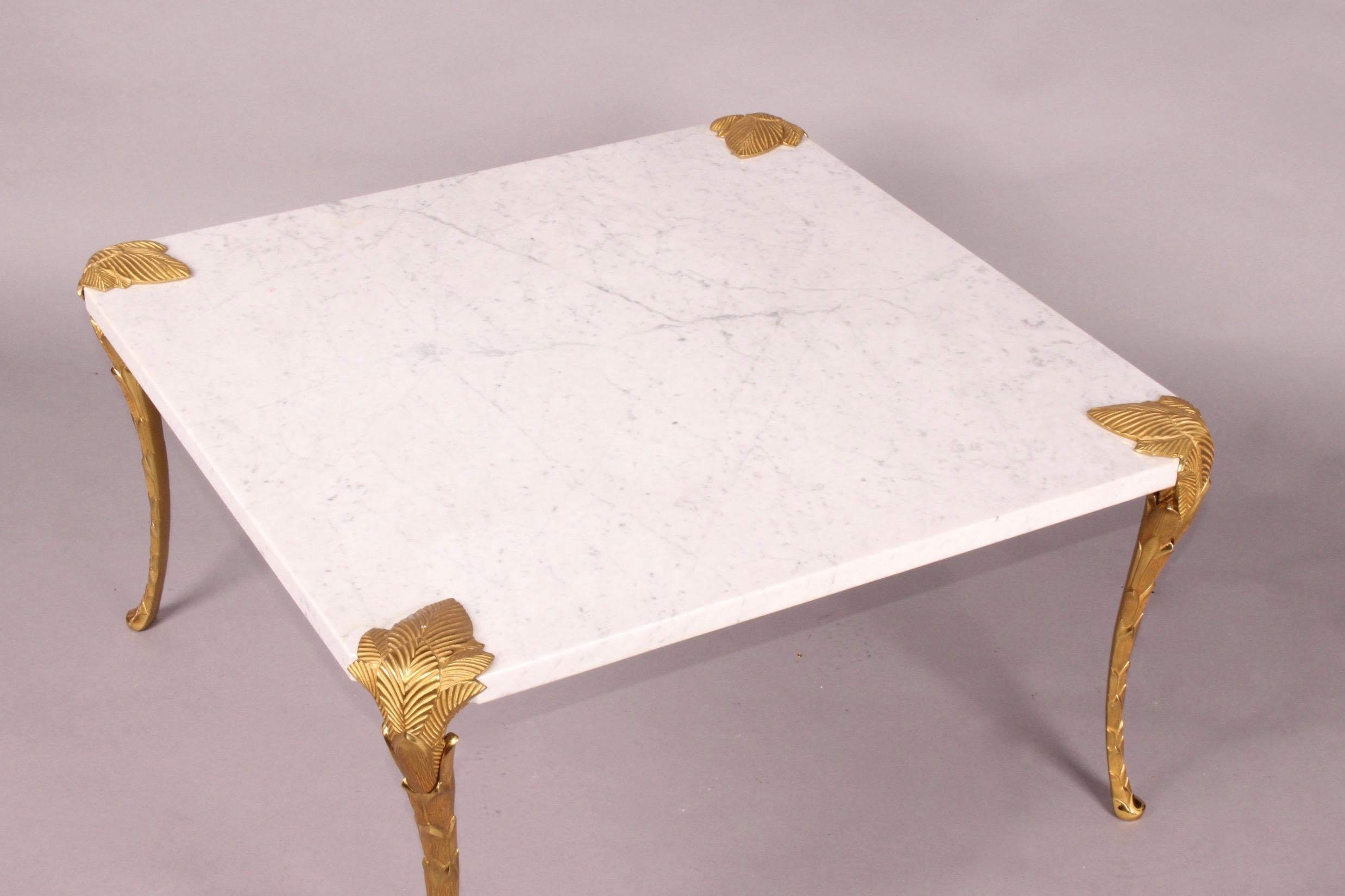 French Maison Charles Bronze and Marble Coffee Table