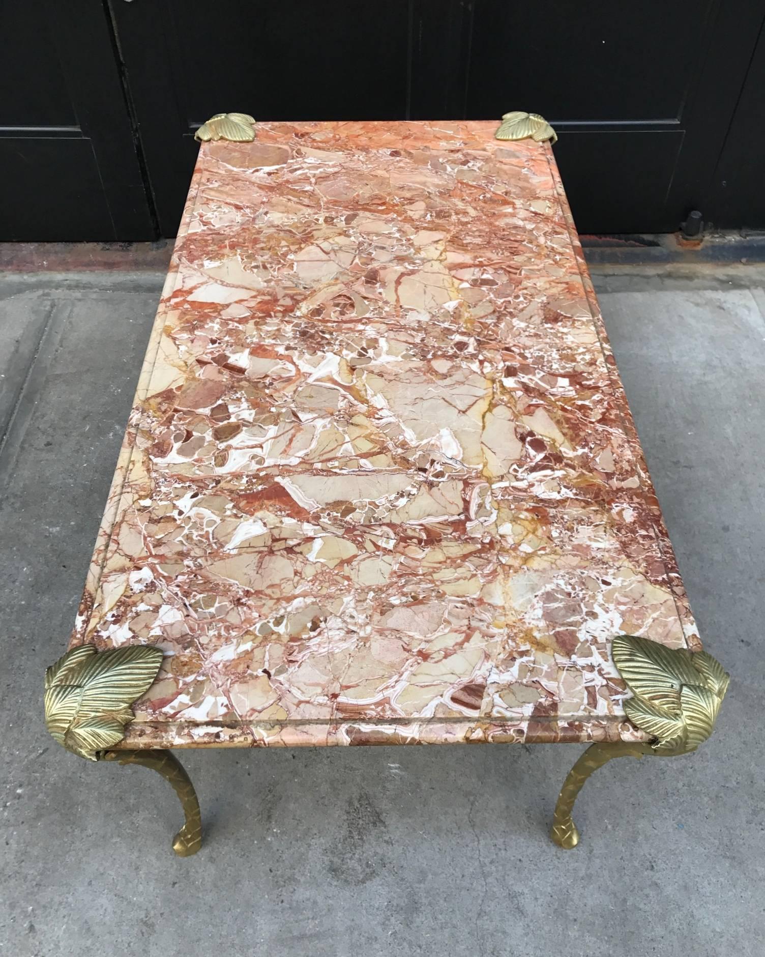 French Bronze and Marble Coffee Table In Good Condition For Sale In New York, NY