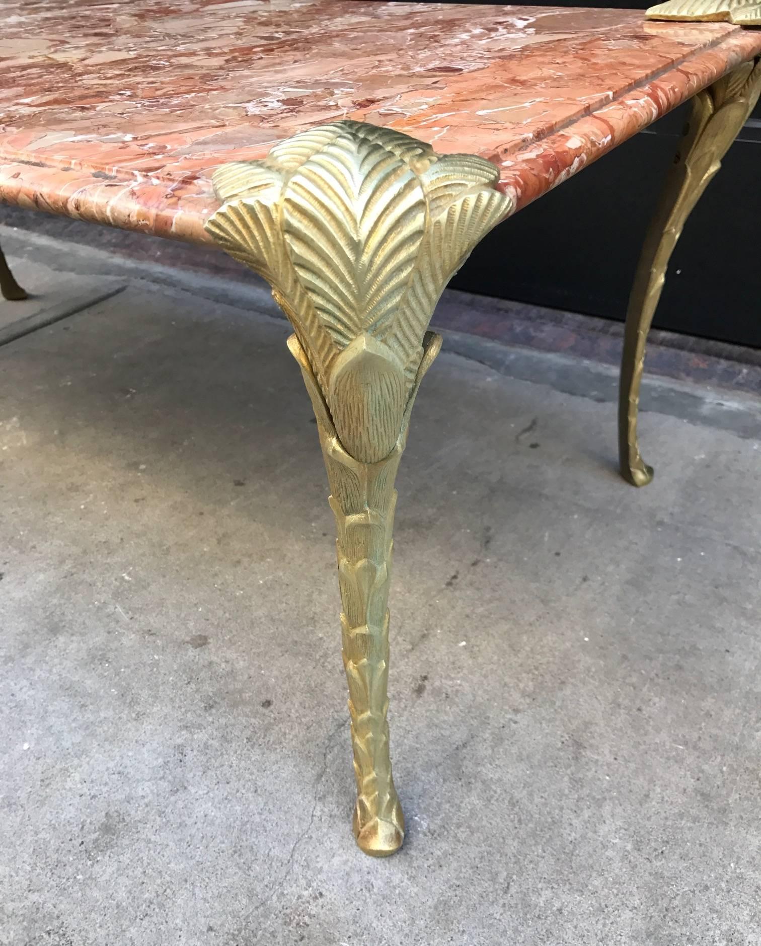 Mid-20th Century French Bronze and Marble Coffee Table For Sale