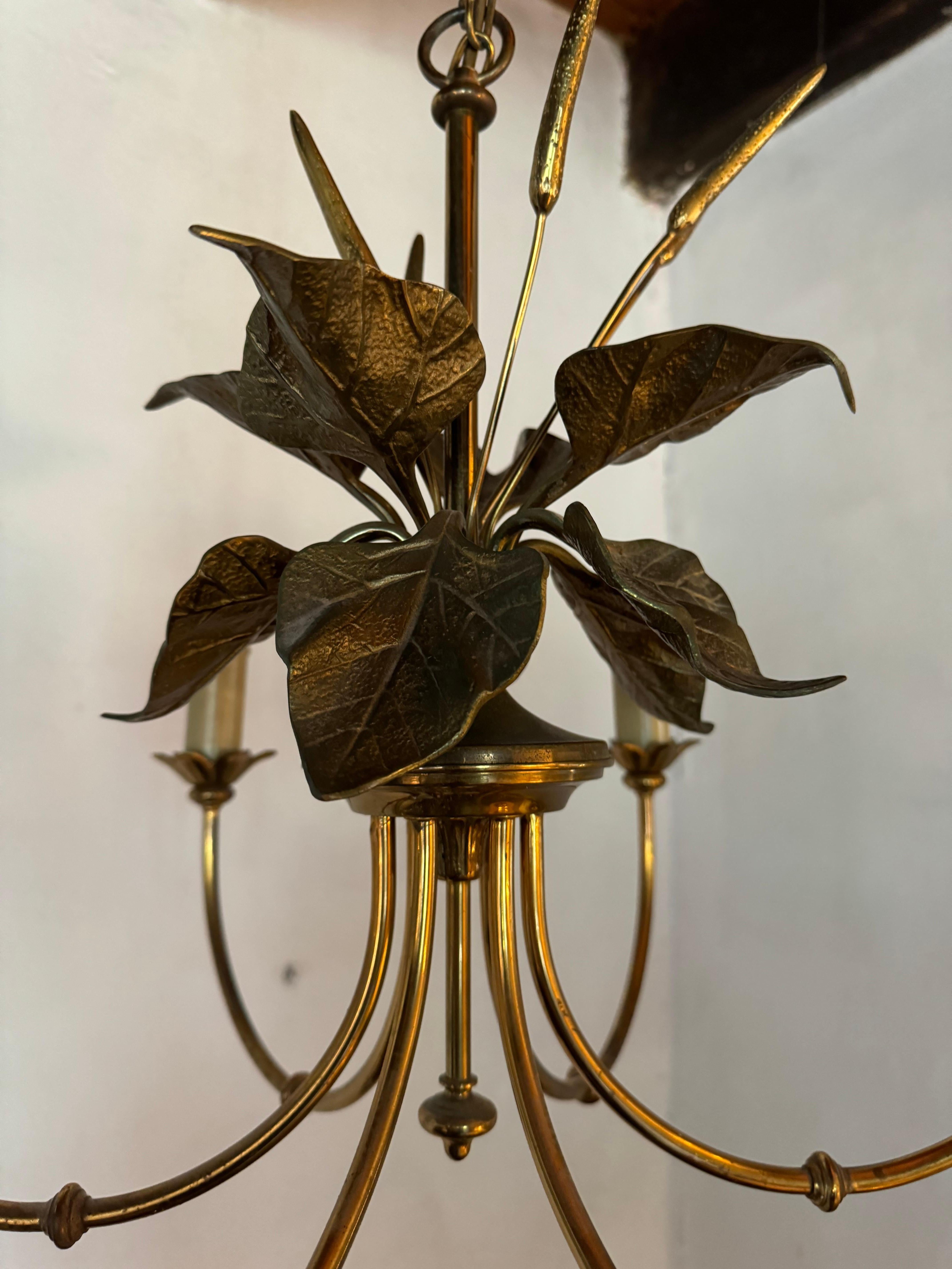 Mid-Century moderno Lampadario in bronzo Maison Charles in vendita