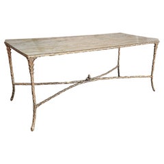 Maison Charles, Bronze Coffee Table with a Travertine Top