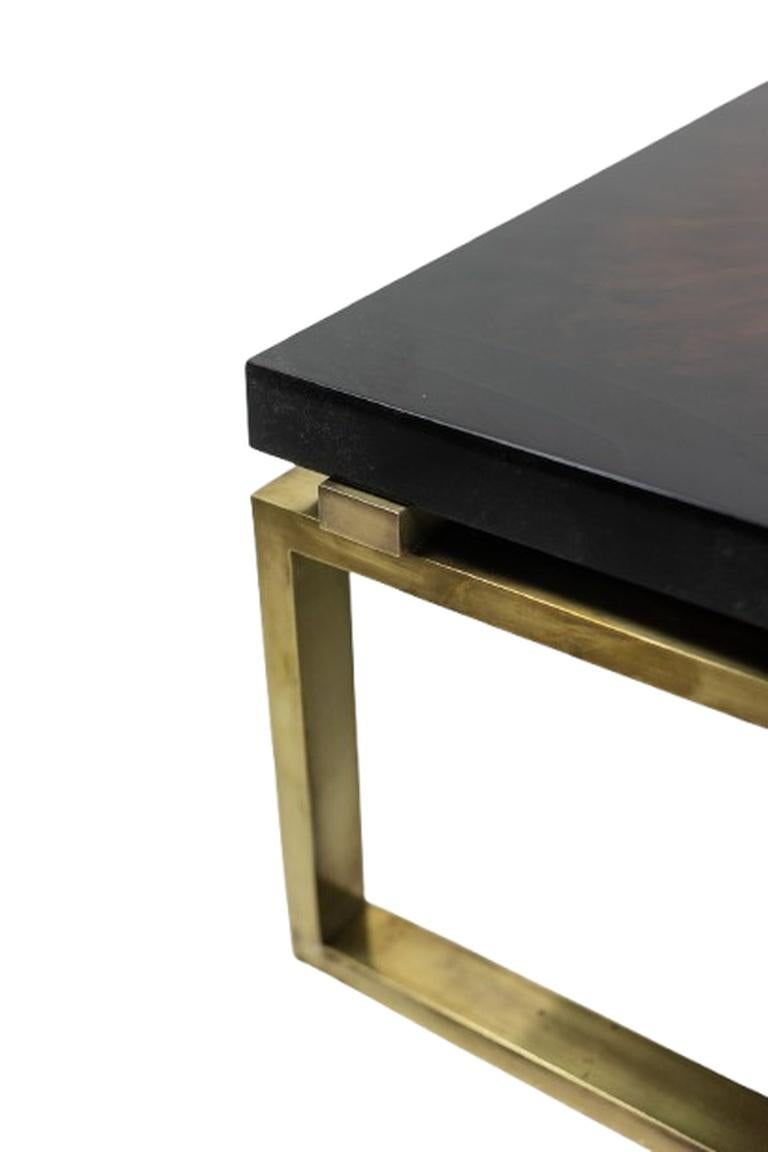 Fin du 20e siècle Maison Charles. Table basse en bronze avec plateau laqué. Circa 1970. en vente