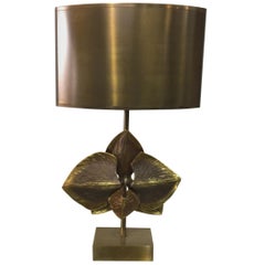 Maison Charles Bronze Orchid Lamp, Signed