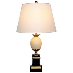 Maison Charles Bronze, Ostrich Egg and Marble Table Lamp