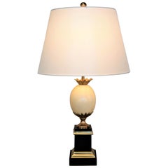 Maison Charles Bronze, Ostrich Egg and Marble Table Lamp