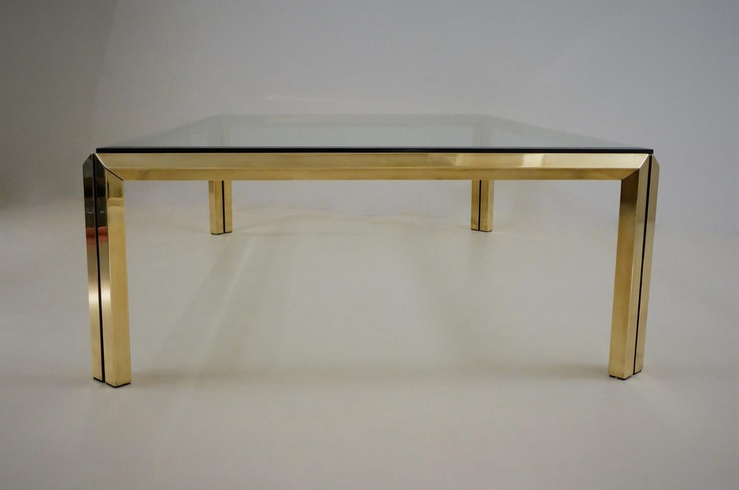 Maison Charles by Philippe Parent, Large Brass Coffee Table, 1970s, French 1