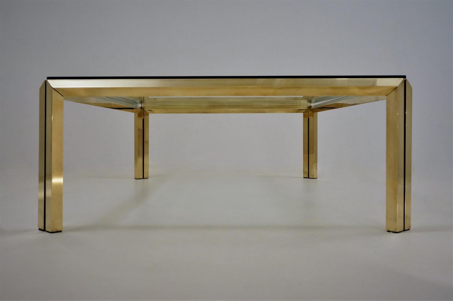 Maison Charles by Philippe Parent, Large Brass Coffee Table, 1970s, French 2