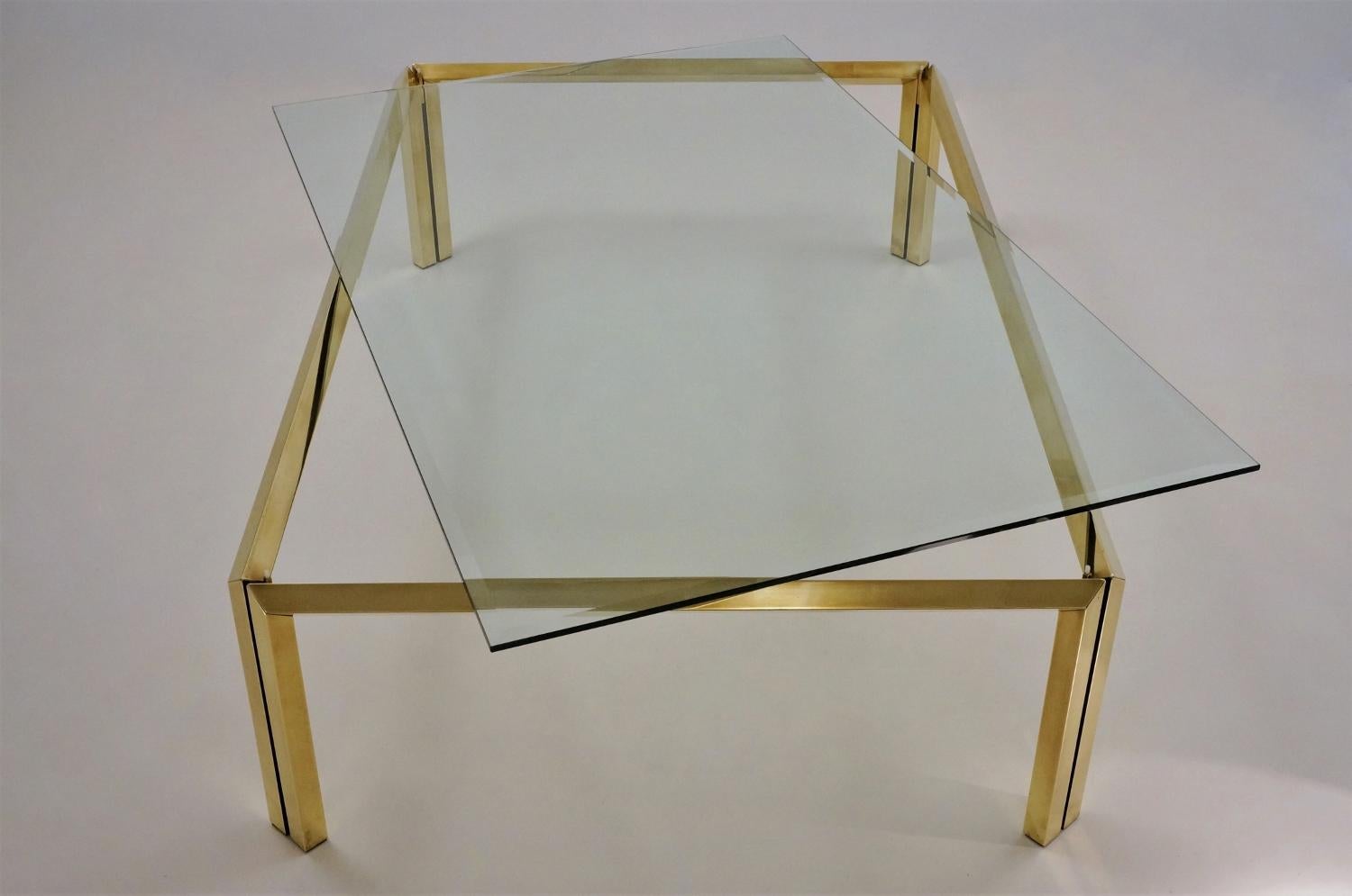 Maison Charles by Philippe Parent, Large Brass Coffee Table, 1970s, French 4