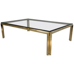 Maison Charles by Philippe Parent, Large Brass Coffee Table, 1970s, French