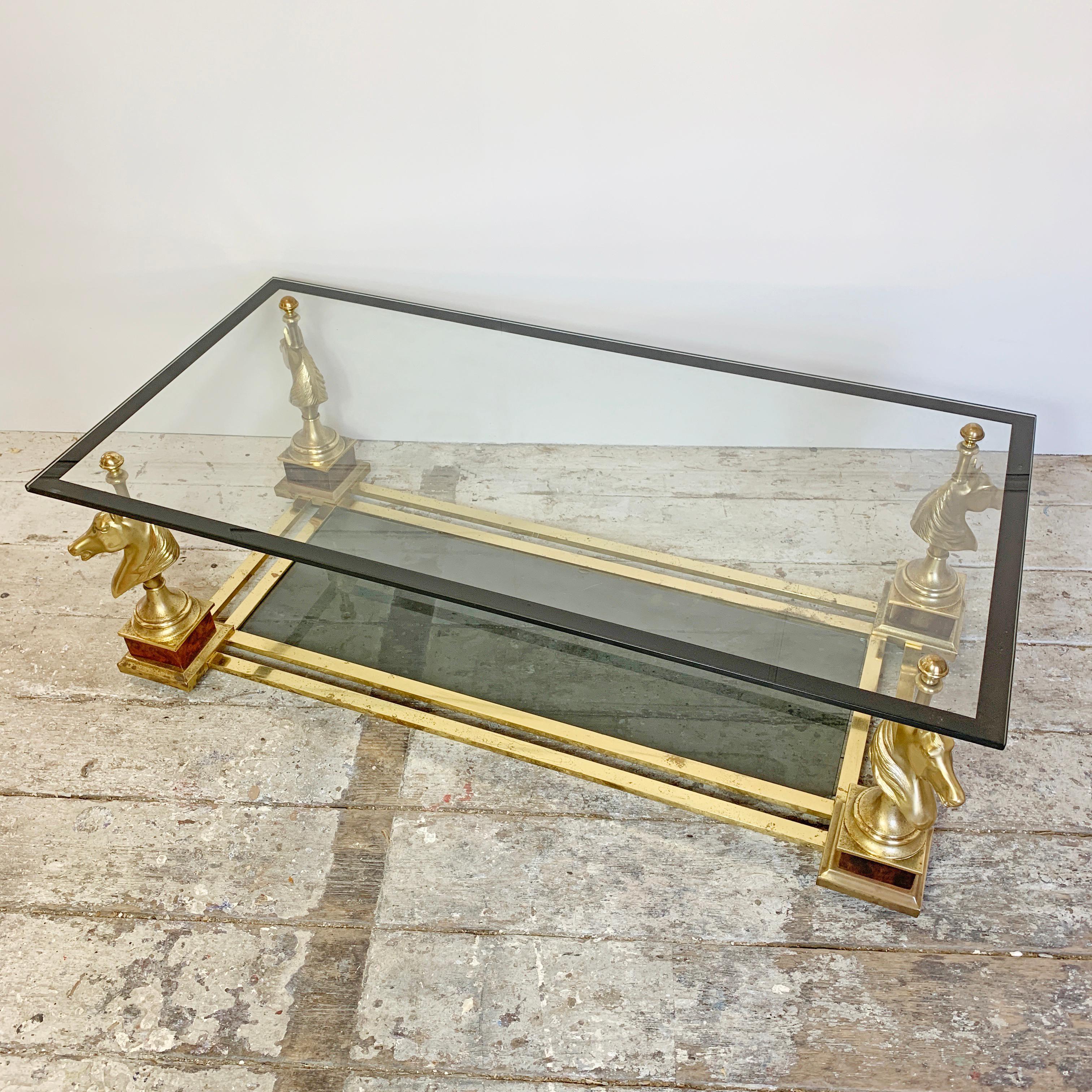 French Maison Charles Gold 'Cheval' Horse Head Coffee Table For Sale