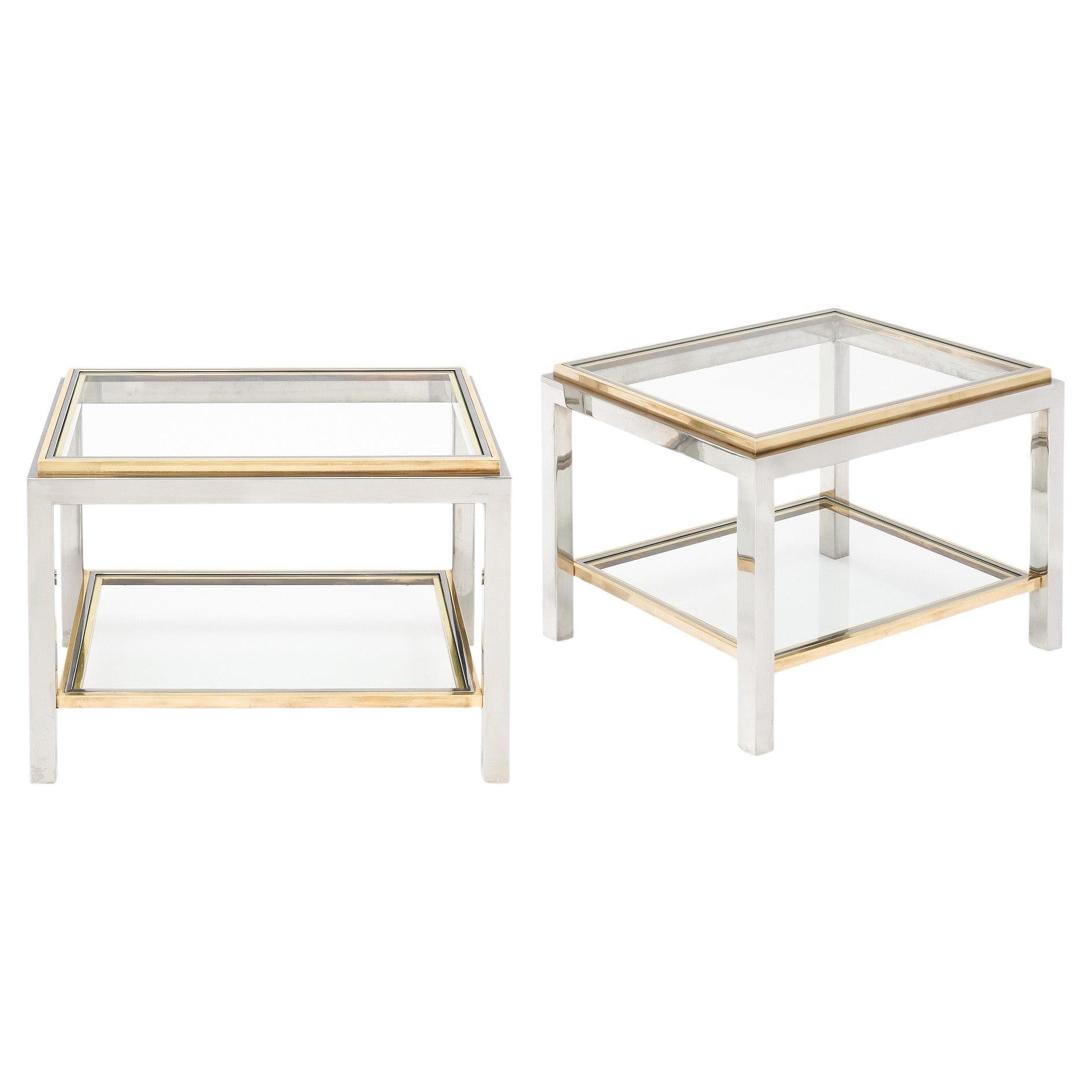 Maison Charles Beistelltische aus Chrom und Messing