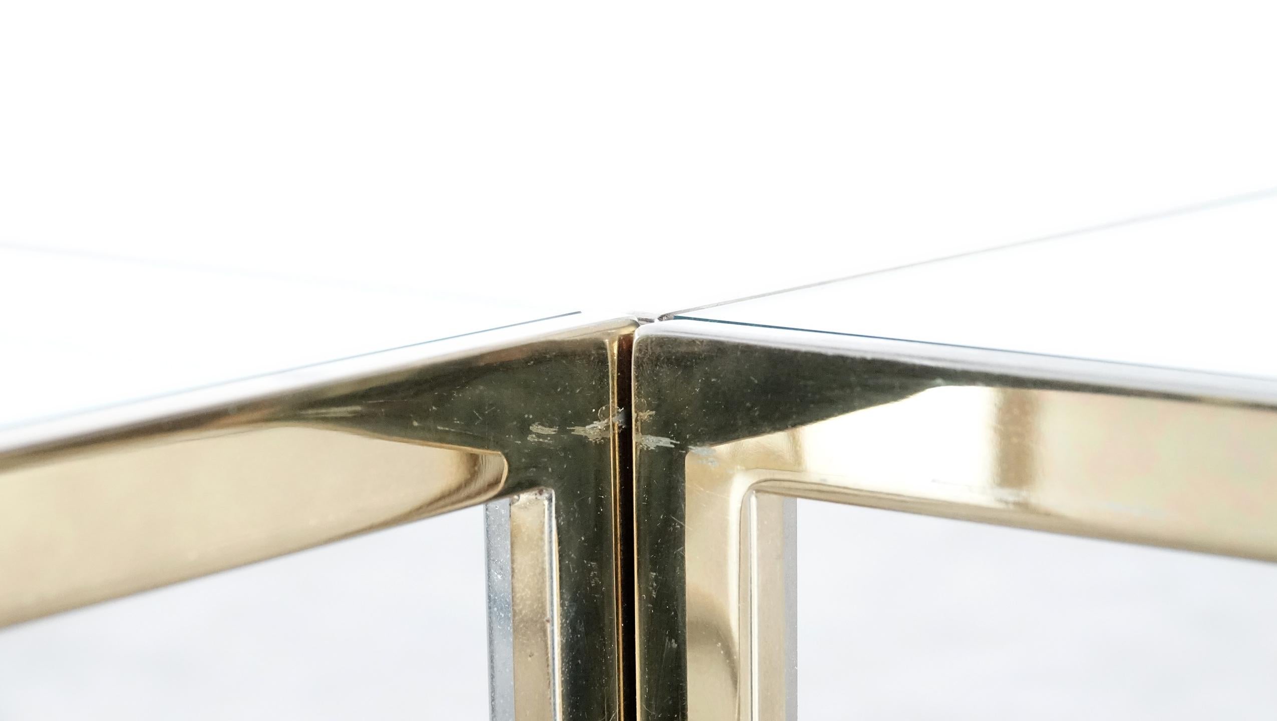 Maison Charles Chrome & Brass Bicolor Coffee Table with Nesting Tables, 1970s 5