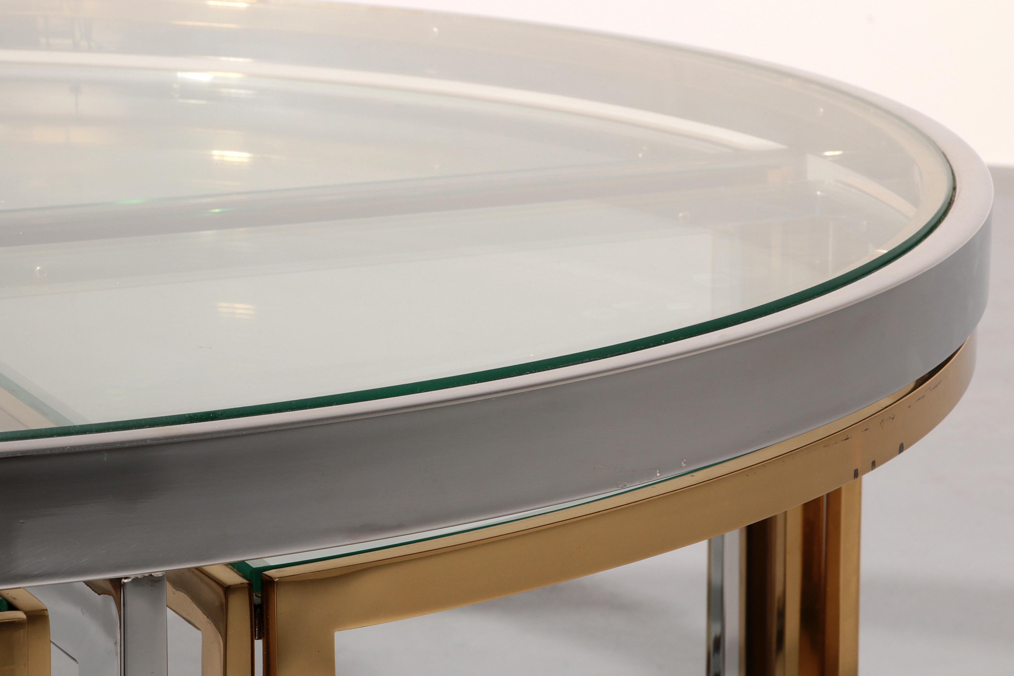 Maison Charles Coffee Table in Brass Chrome and Glass Elegant from the 1970 For Sale 5