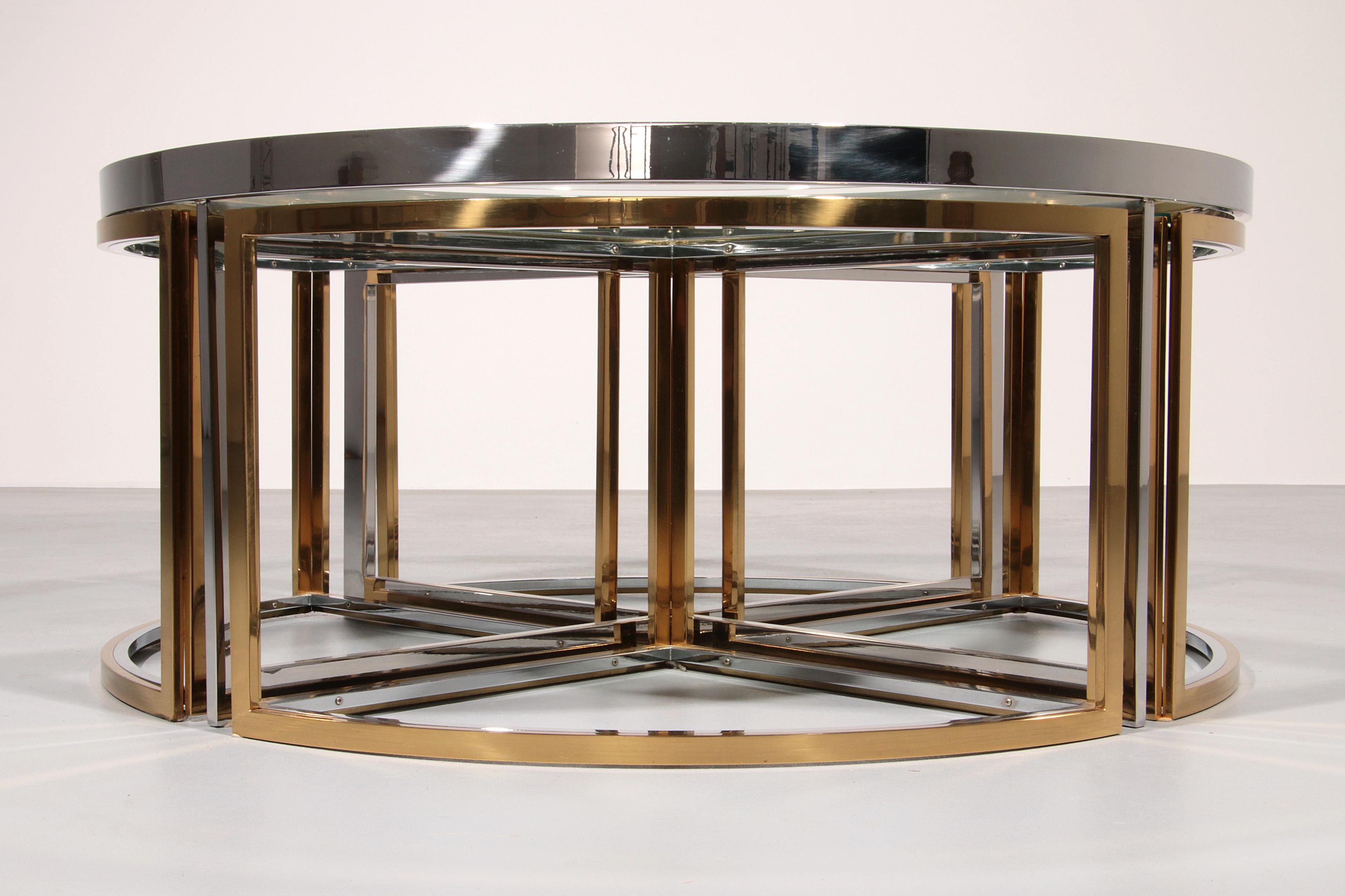 Maison Charles Coffee Table in Brass Chrome and Glass Elegant from the 1970 For Sale 6