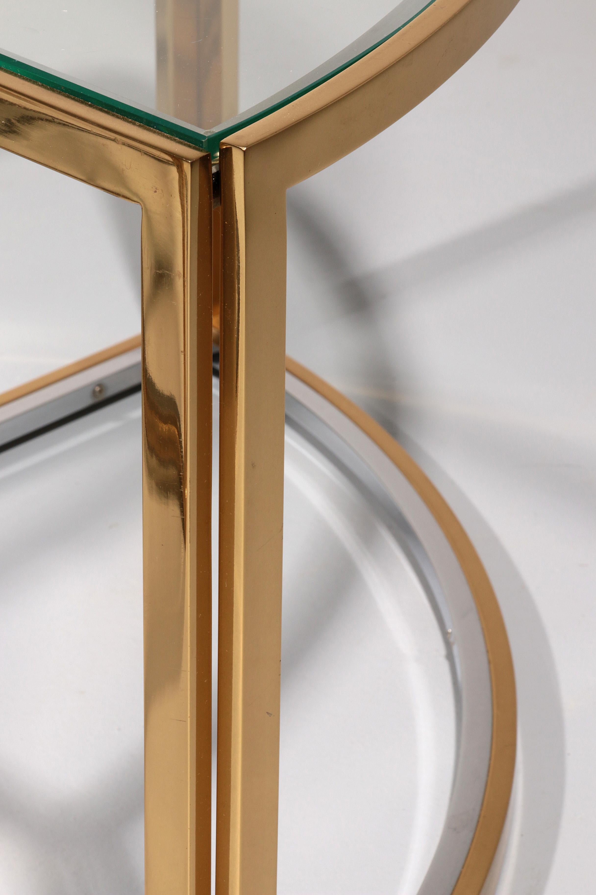 Maison Charles Coffee Table in Brass Chrome and Glass Elegant from the 1970 For Sale 2
