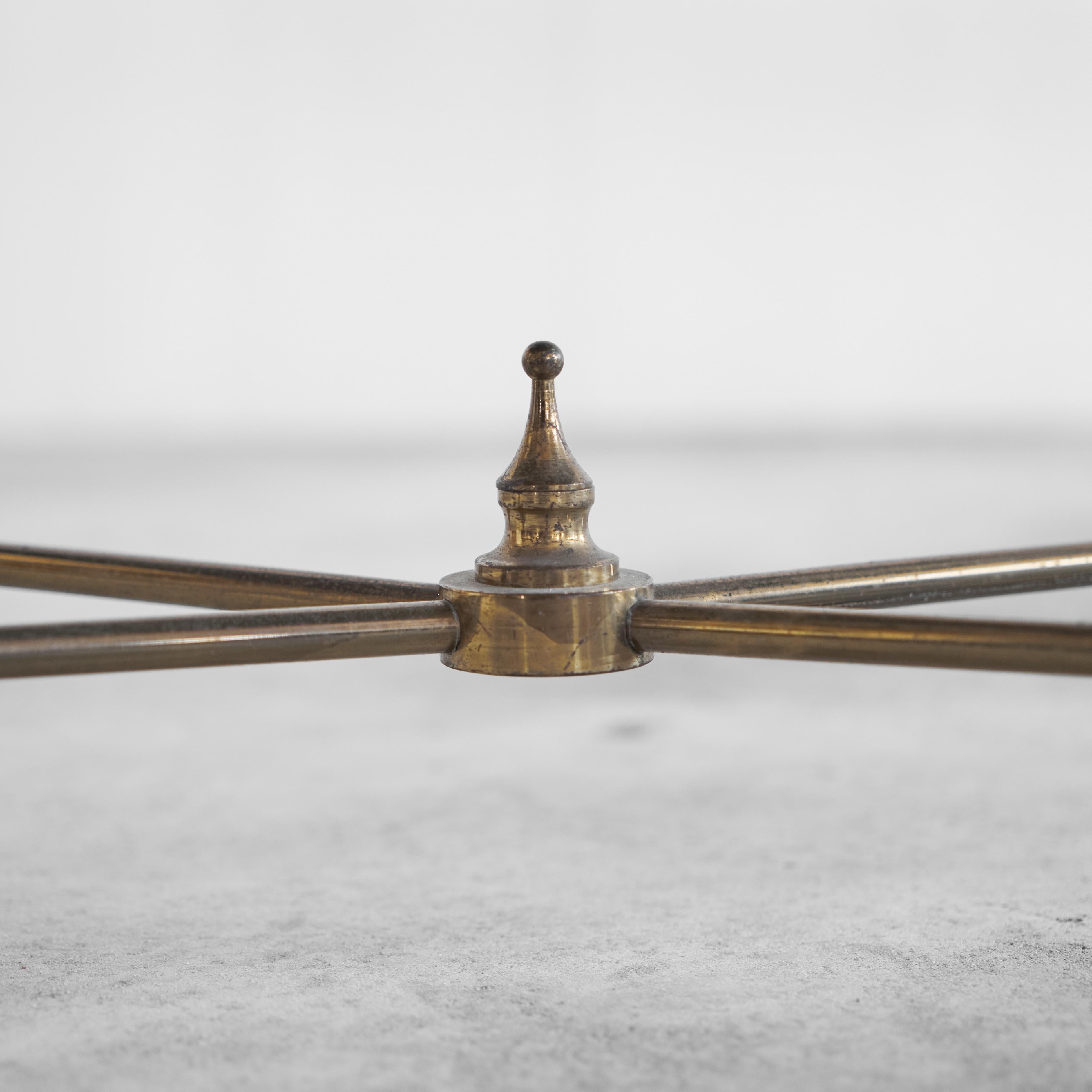 Maison Charles Coffee Table in Patinated Brass and Mirror Glass, 1960s For Sale 2