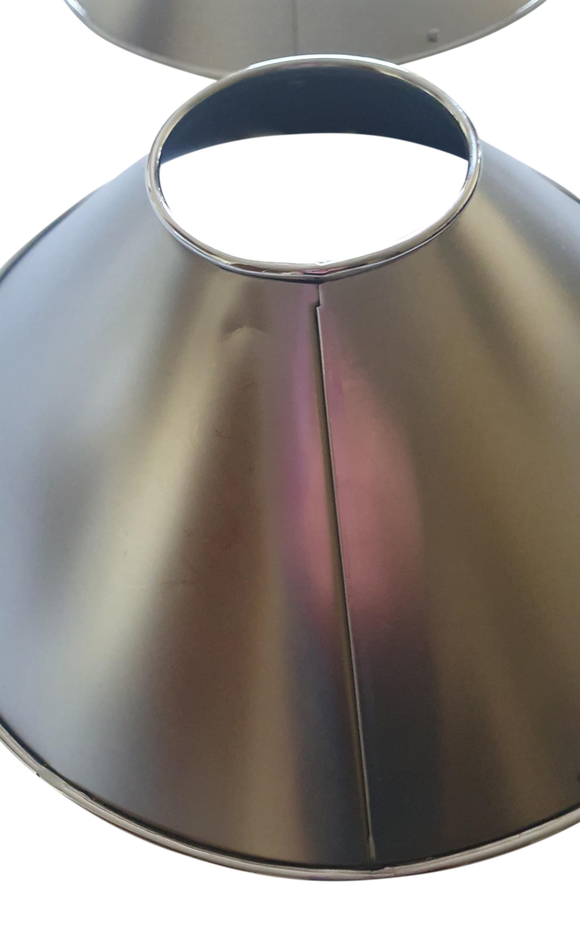 Post-Modern Maison Charles Coolie Lampshade in Matt & Polished Nickel For Sale