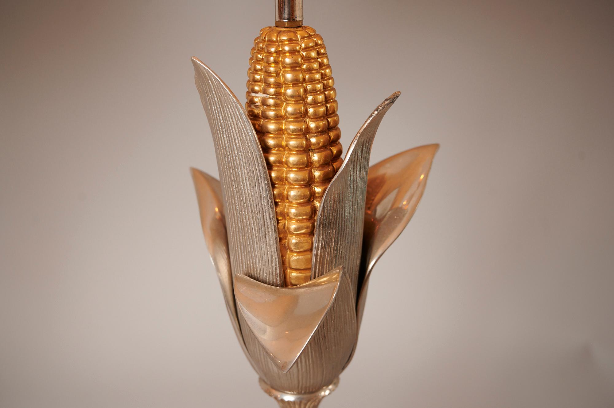 Silver Plate Maison Charles Ear of Corn Lamp, c1970 For Sale