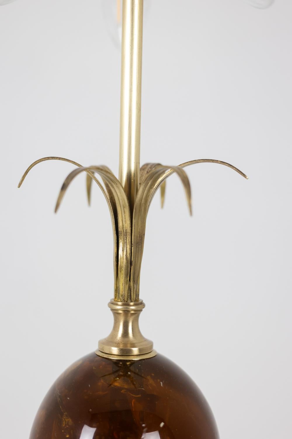 Maison Charles. “Egg” lamp in fractal resin and bronze. Circa 1970. For Sale 1