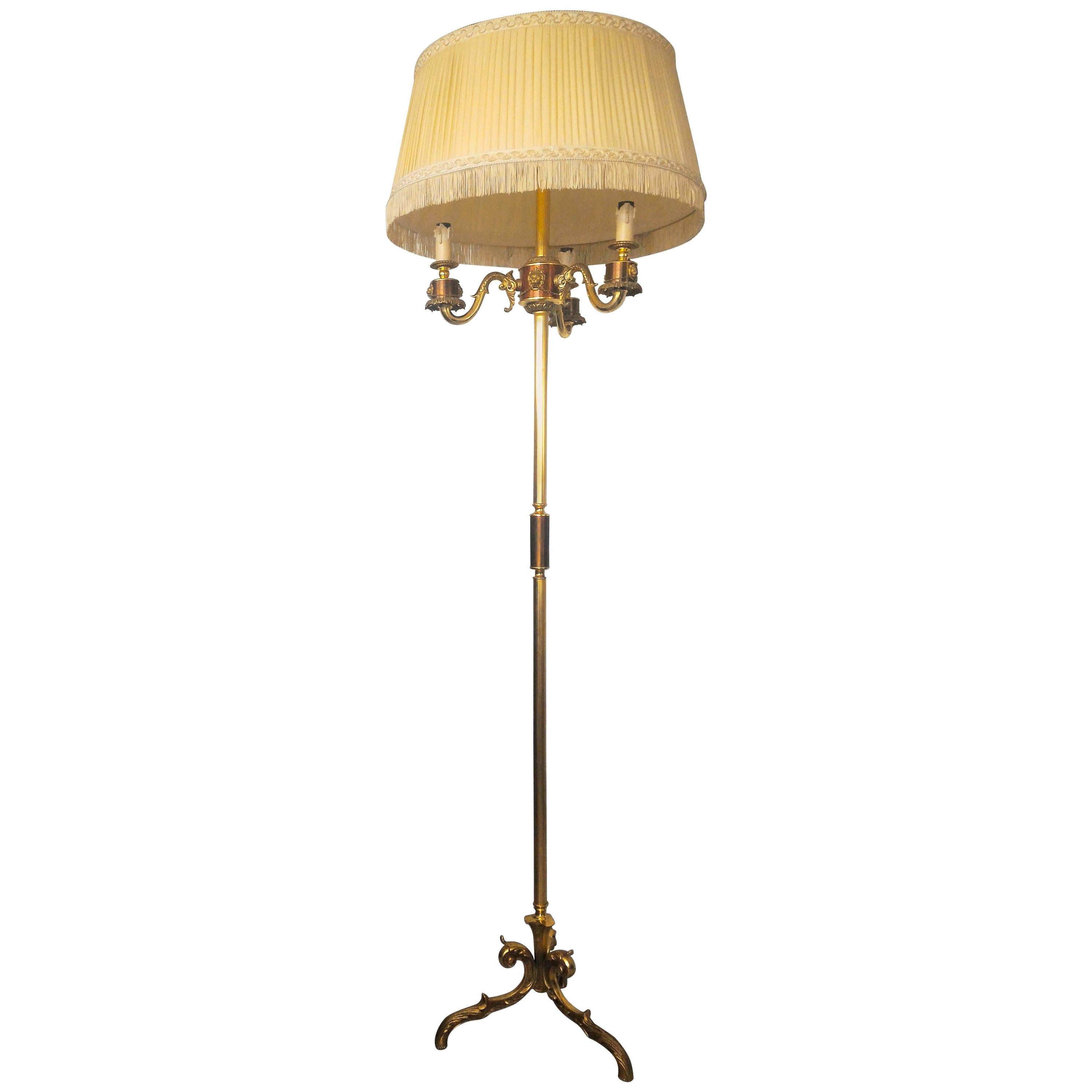 Maison Charles Empire French Bronze and Brass Floor Lamp, circa 1950 For Sale