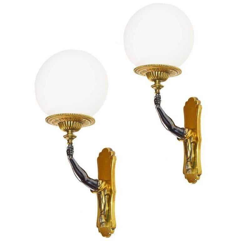 Maison Charles et Fils Pair of Sconces.  3 pairs Available. Priced by pair For Sale
