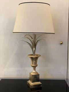 Maison Charles et Fils Silver Metal Floral Vase Table Lamp