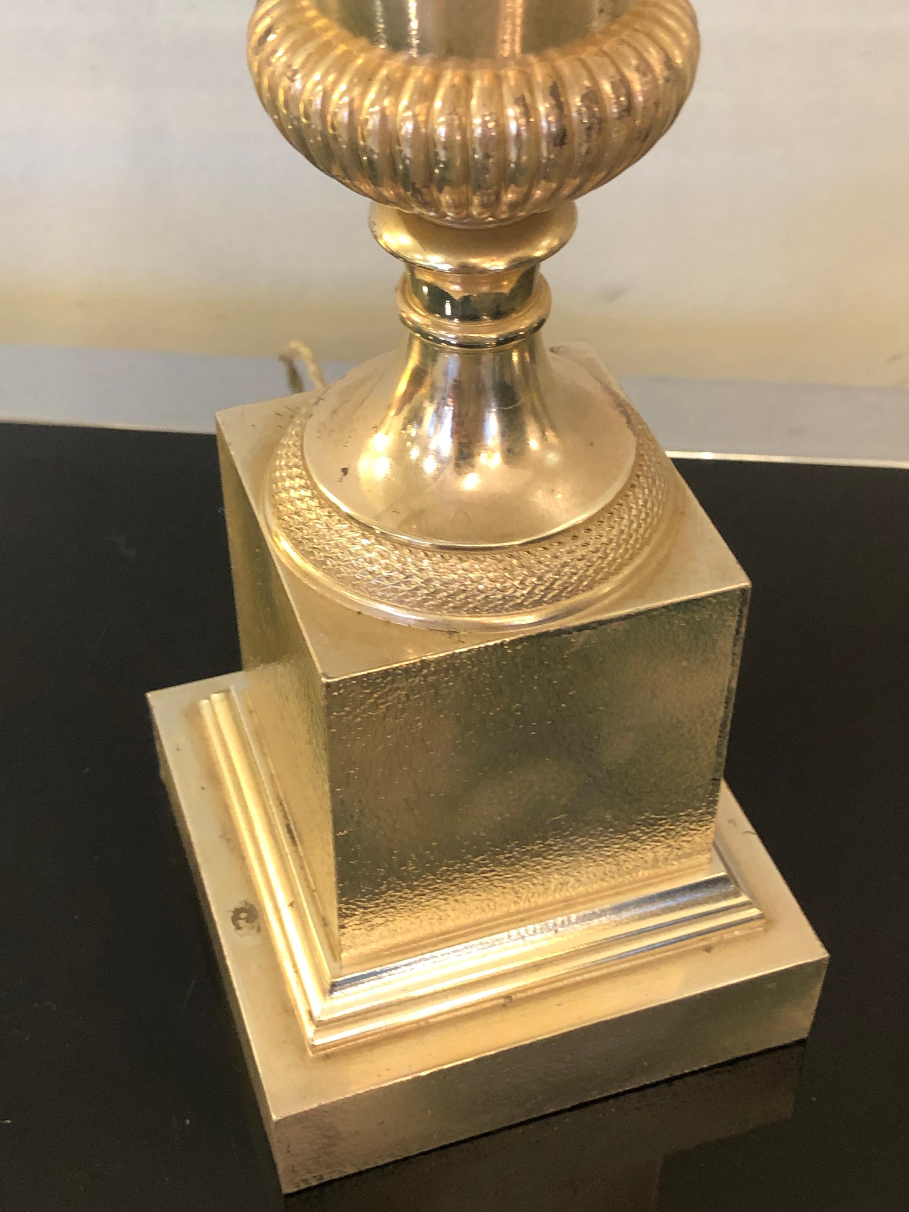 Hollywood Regency Maison Charles et Fils Silver Metal Floral Vase Table Lamp For Sale