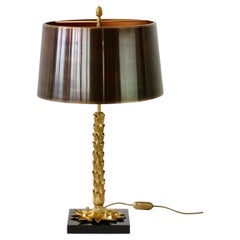 Maison Charles Extremely Rare Early Gold Palme Brass Table Lamp by Jean Charles