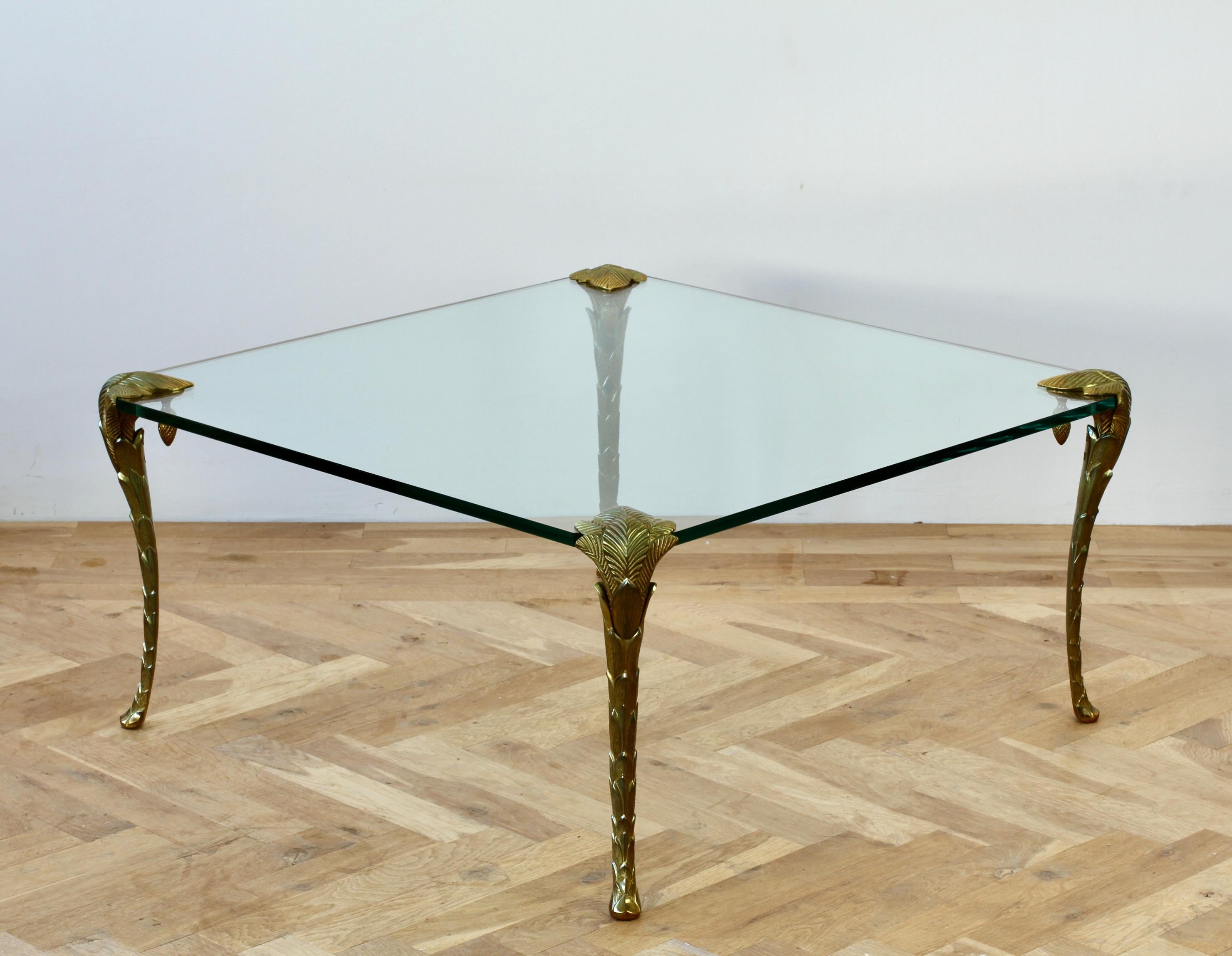 Moulage Maison Charles Extremely Rare Gold Plated Bronze Palm Leaf Coffee Center Table en vente