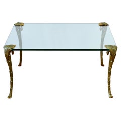 Maison Charles Extremely Rare Gold Plated Bronze Palm Leaf Coffee Center Table