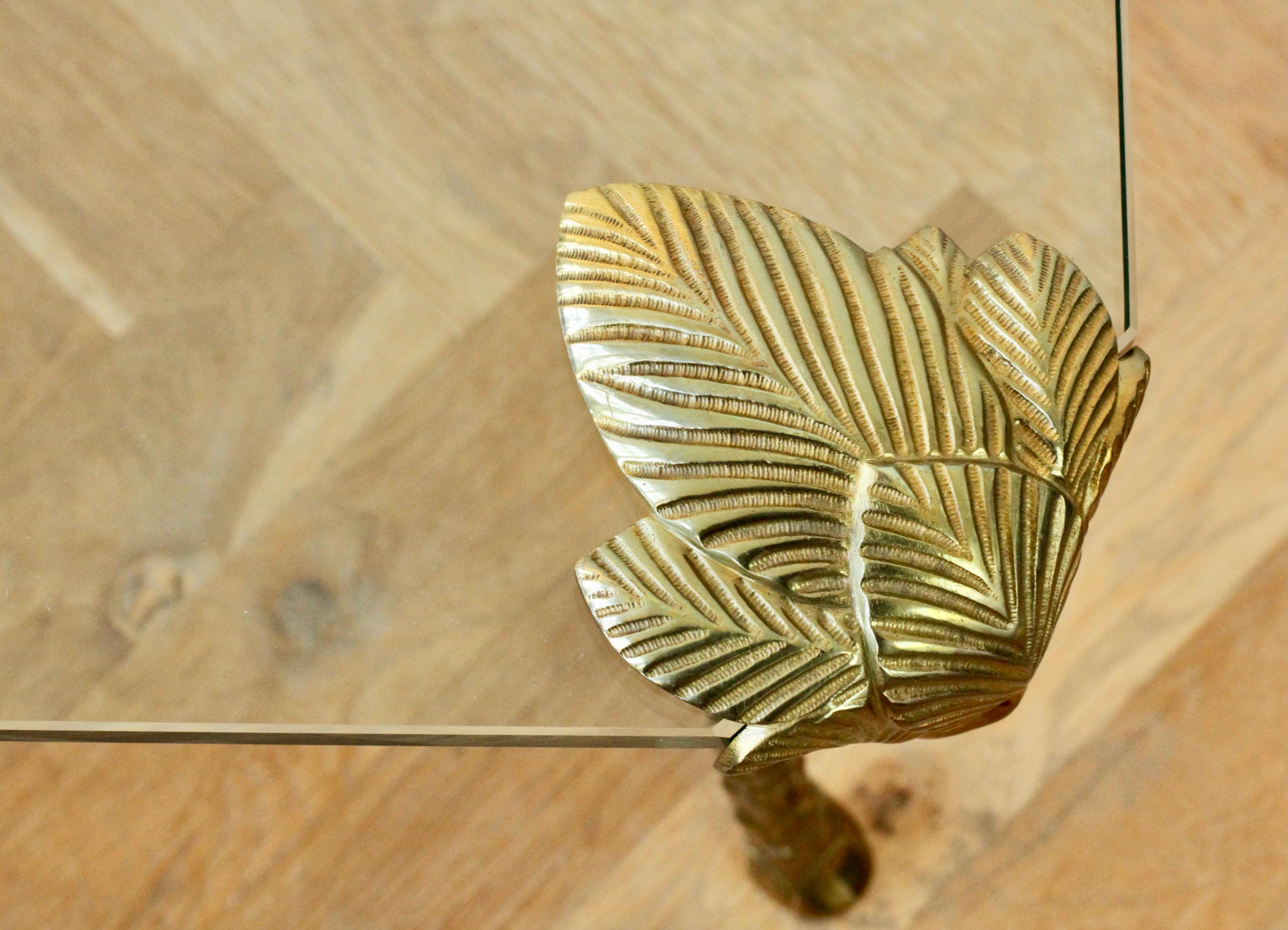 Äußerst seltener vergoldeter Bronze-Couchtisch mit Palmblattverzierung von Maison Charles im Angebot 4