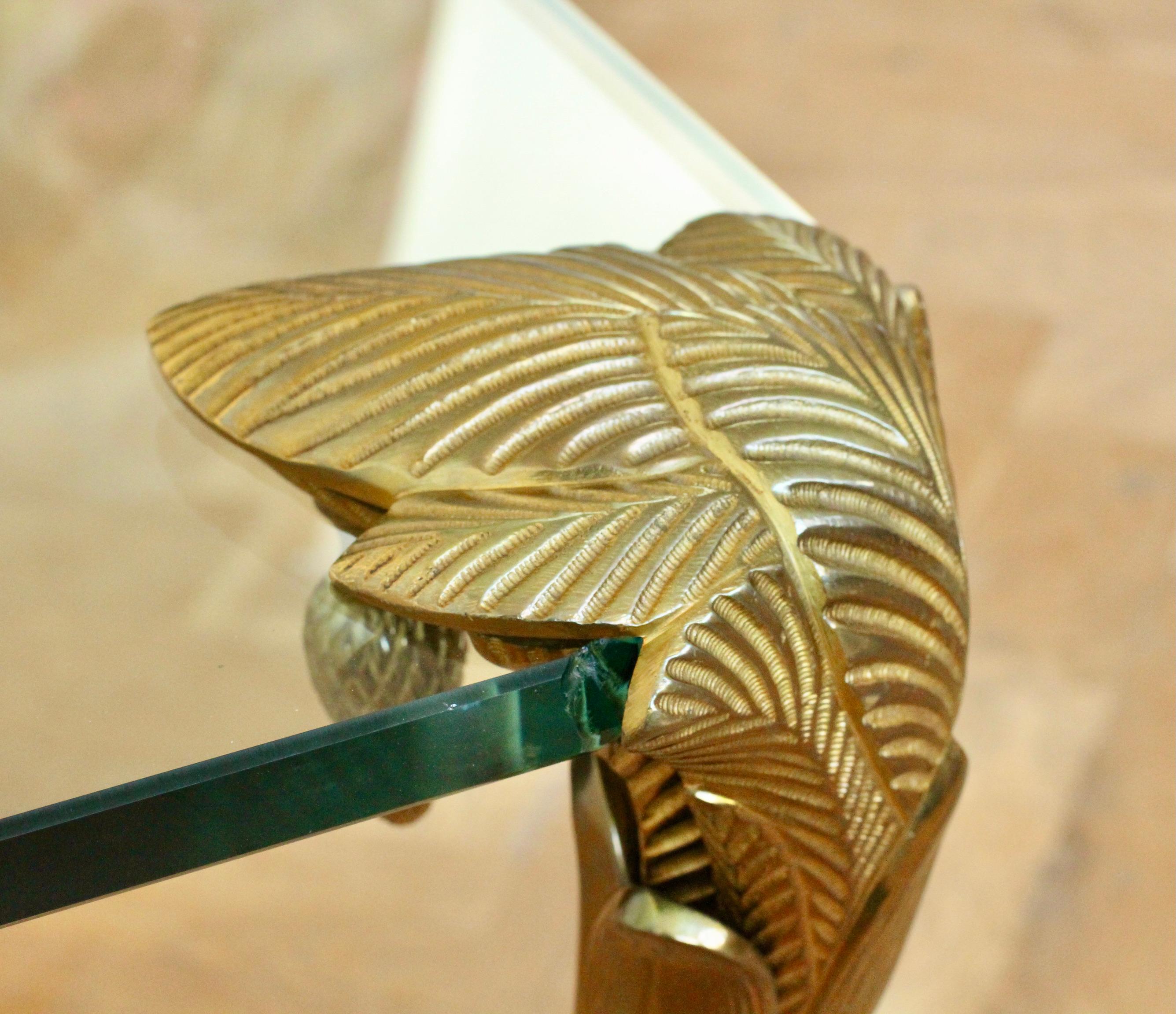 Äußerst seltener vergoldeter Bronze-Couchtisch mit Palmblattverzierung von Maison Charles im Angebot 5
