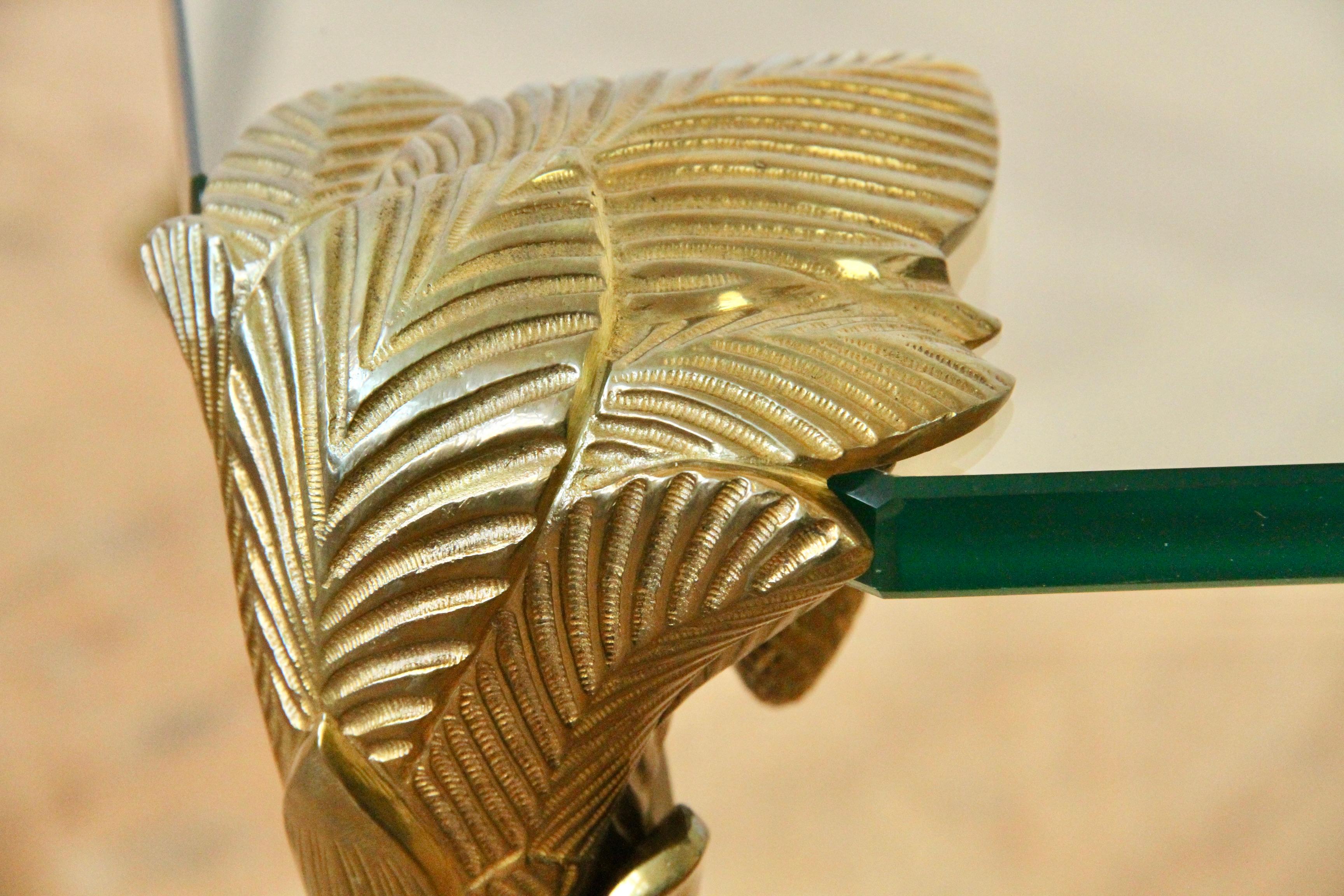 Äußerst seltener vergoldeter Bronze-Couchtisch mit Palmblattverzierung von Maison Charles im Angebot 7