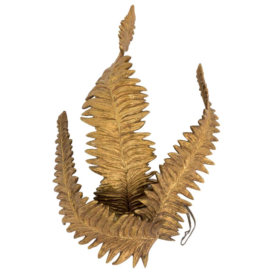 Maison Charles, Ferns Wall Sconce in Gilt Bronze, 1970s