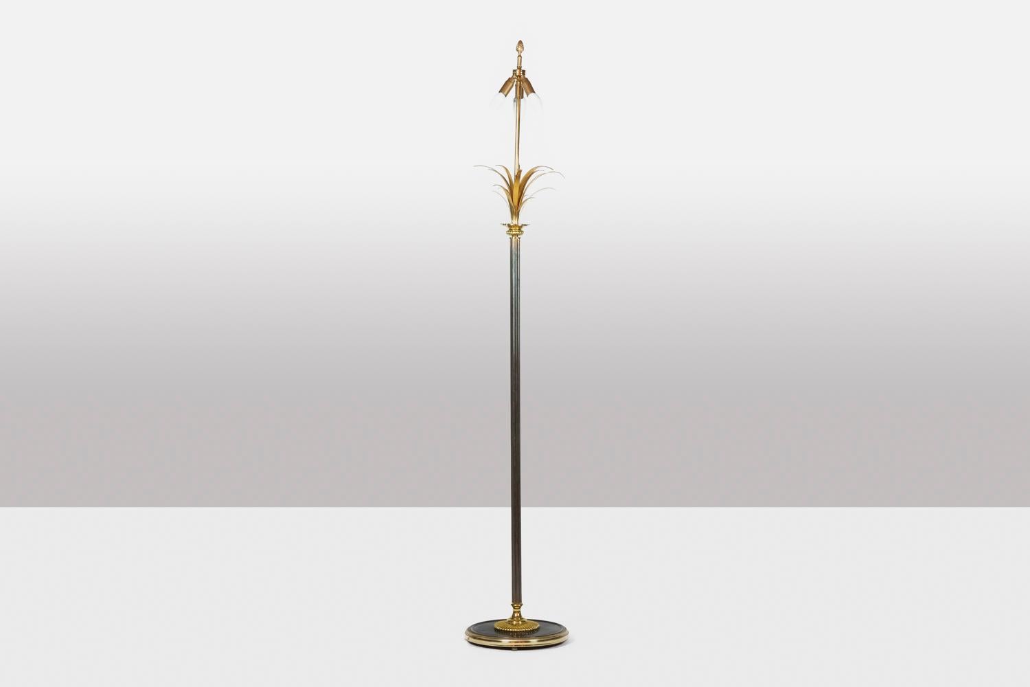 Maison Charles, Floor lamp in bronze. Circa 1970. For Sale 4