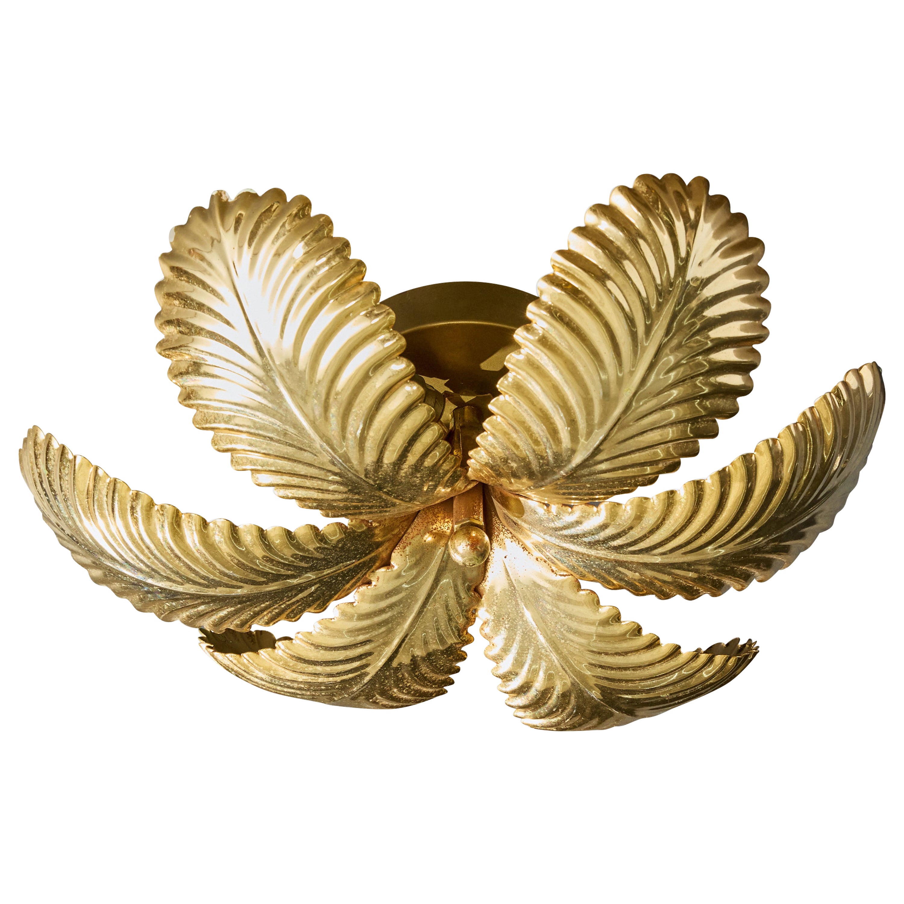Maison Charles, Flush Mount, Brass, France, 1970s