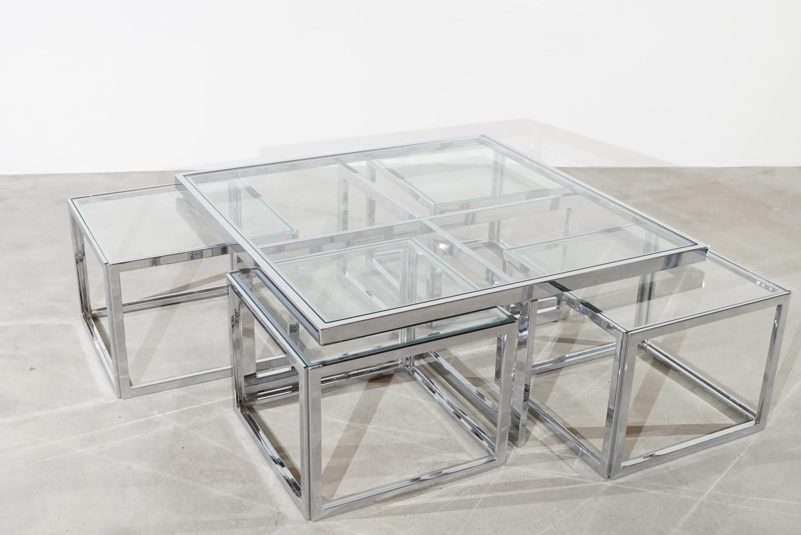French Maison Charles France Coffee Table Chrome Mid Century Hollywood Regancy For Sale
