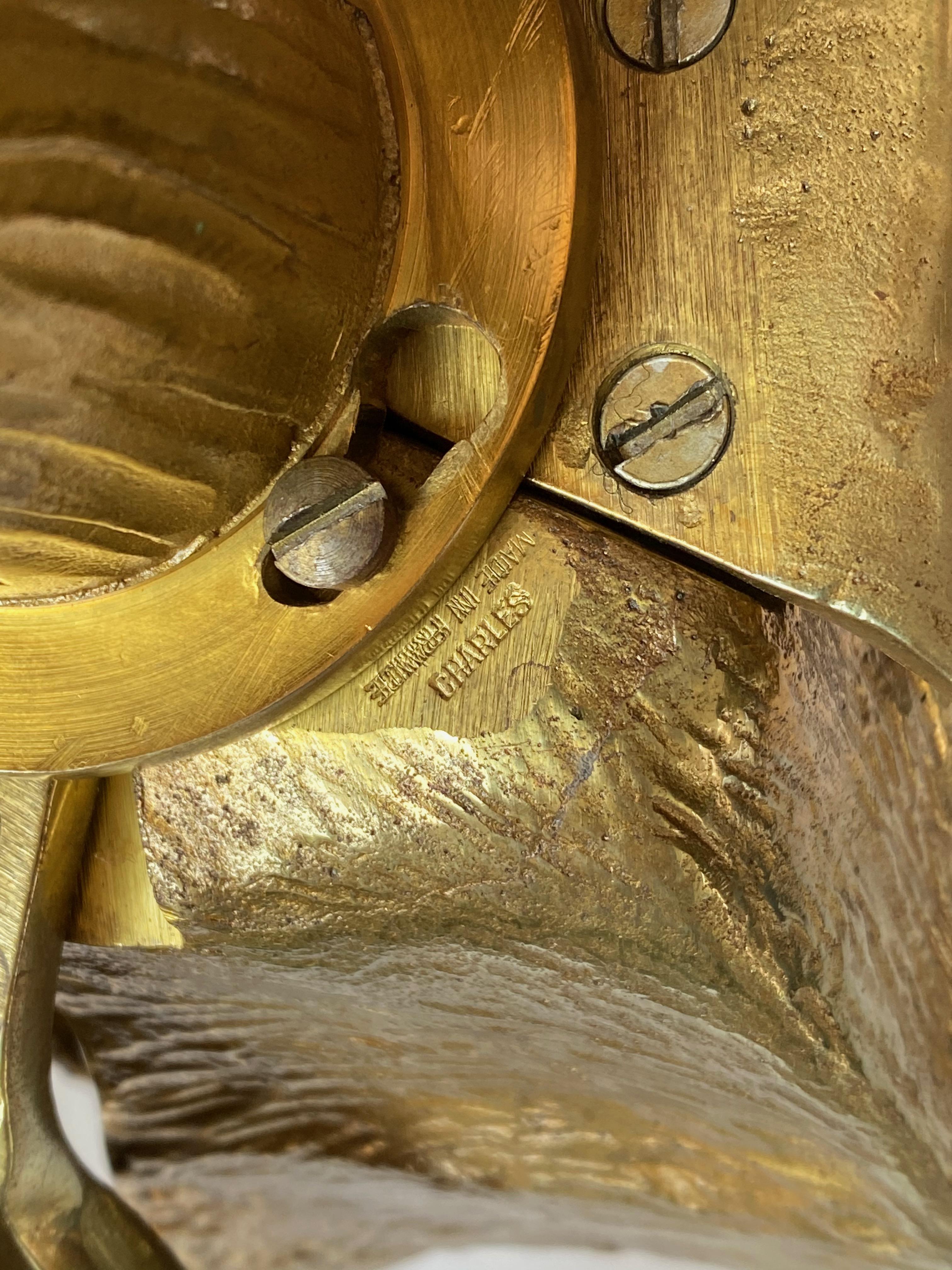 Maison Charles, France, Iris Table Lamp in Bronze and Brass 4