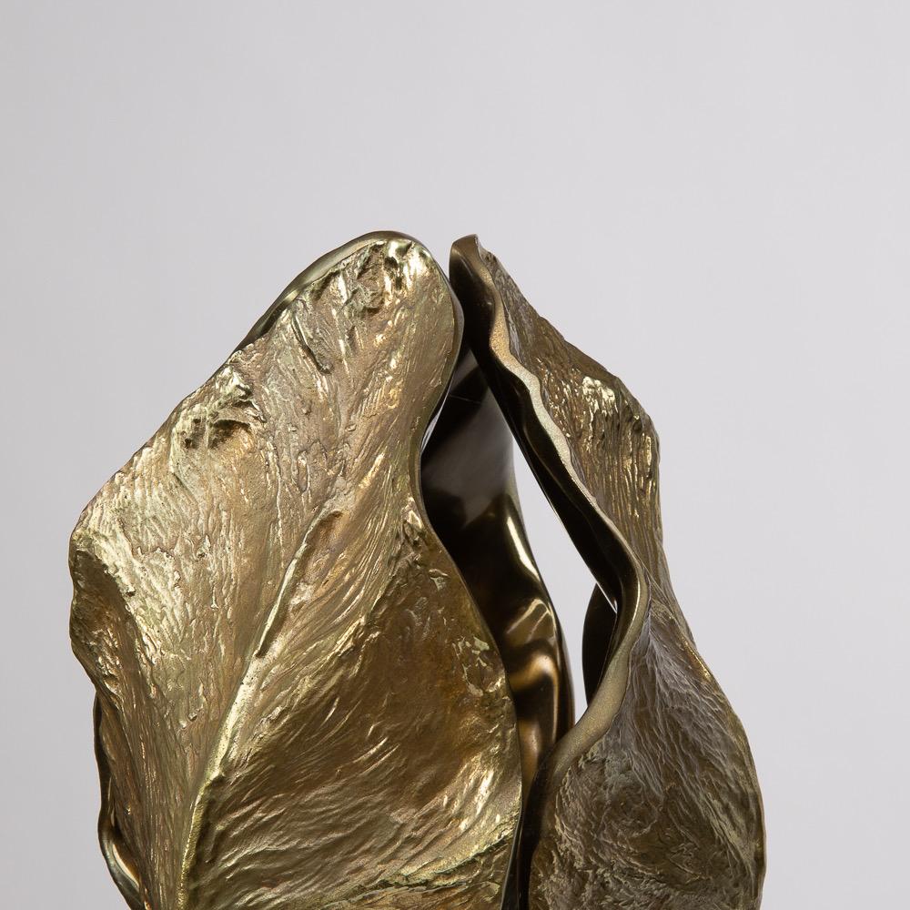 Mid-Century Modern Maison Charles, France, Iris Table Lamp in Bronze and Brass