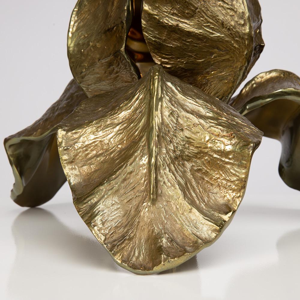 European Maison Charles, France, Iris Table Lamp in Bronze and Brass