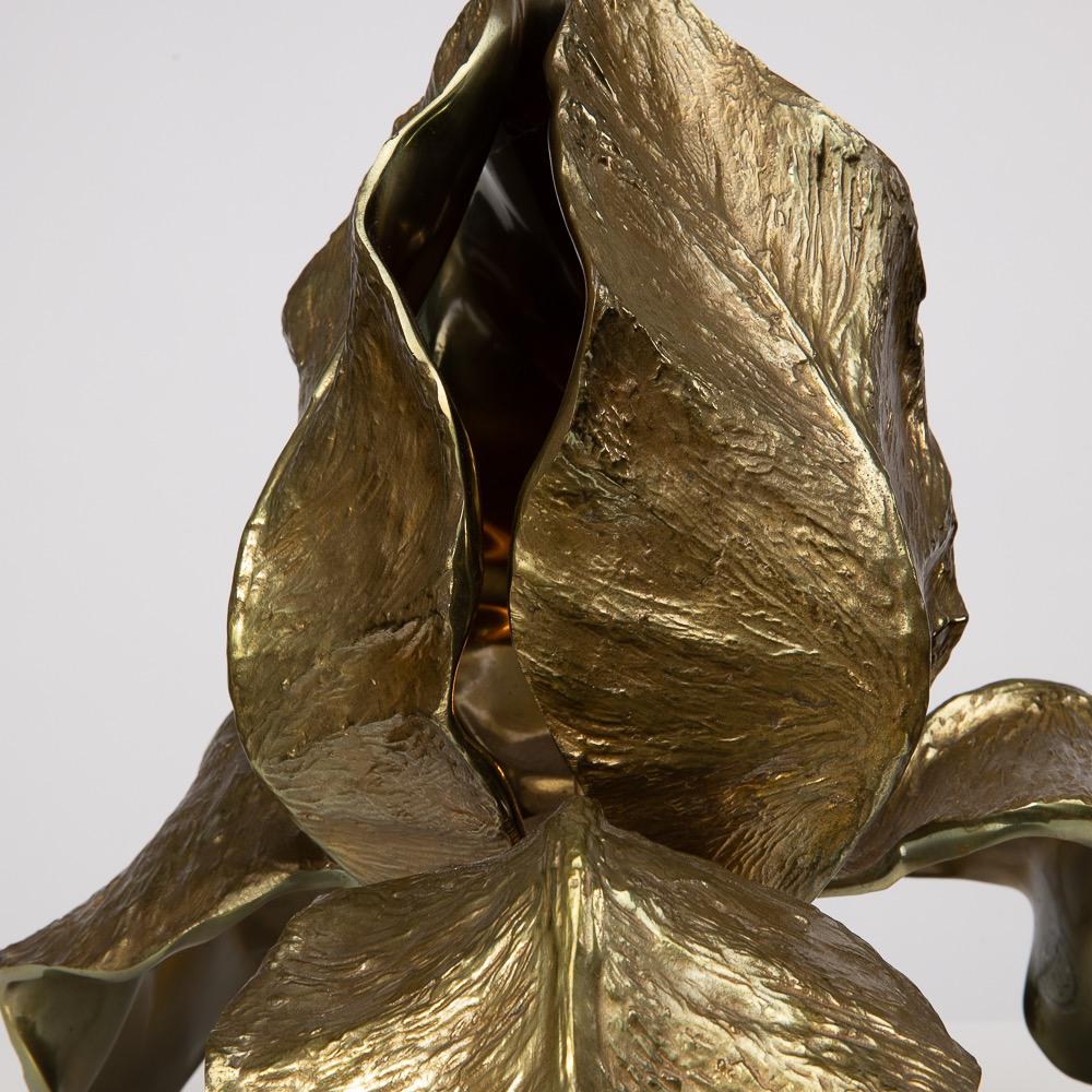 Maison Charles, France, Iris Table Lamp in Bronze and Brass In Good Condition In Uccle, BE