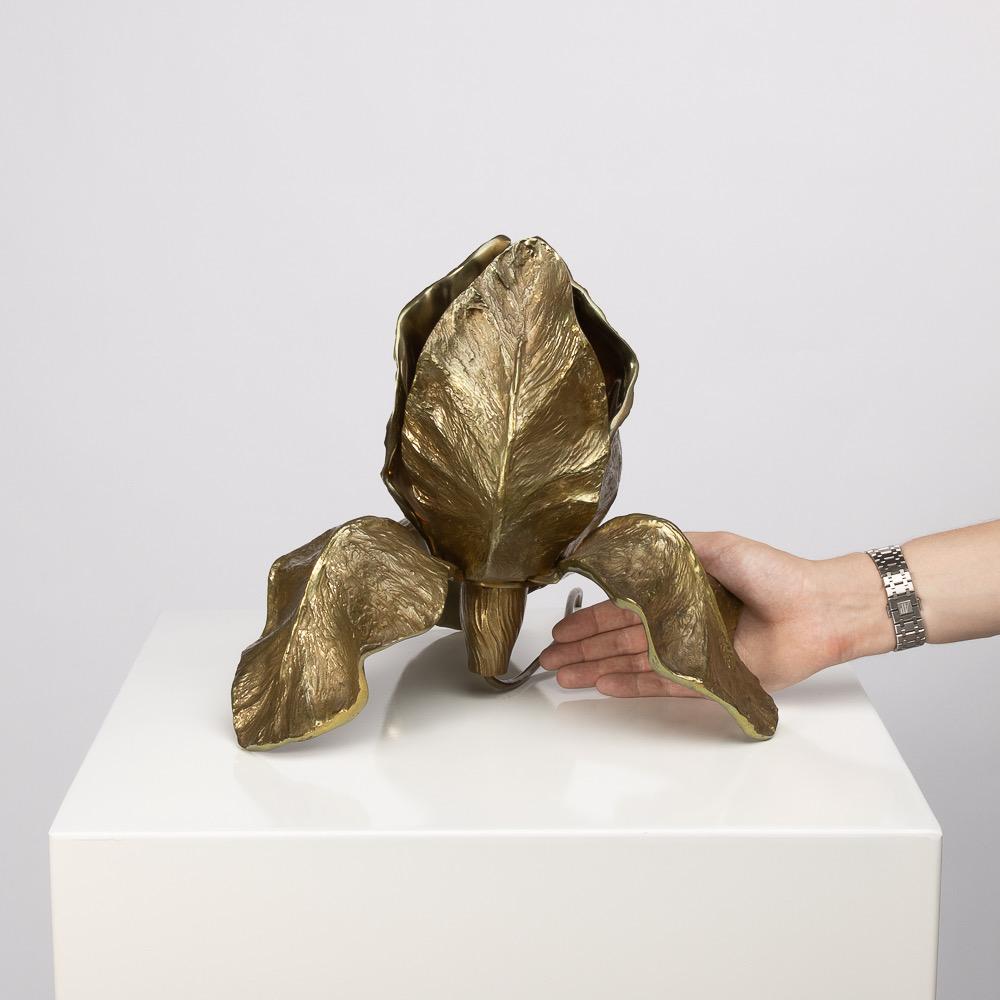 Maison Charles, France, Iris Table Lamp in Bronze and Brass 3