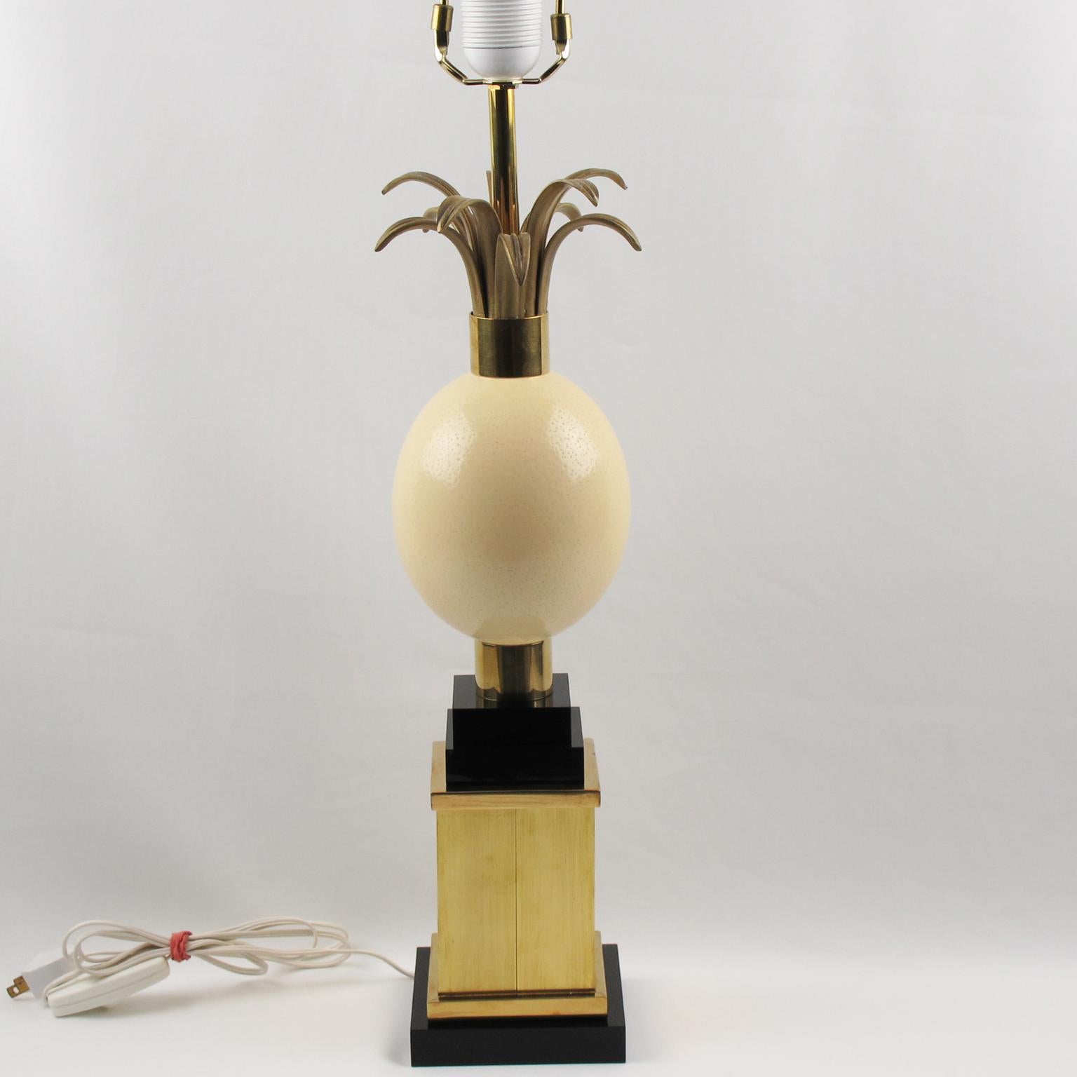 Mid-Century Modern Maison Charles et Fils Paris Ostrich Eggshell Table Lamp, circa 1960 For Sale