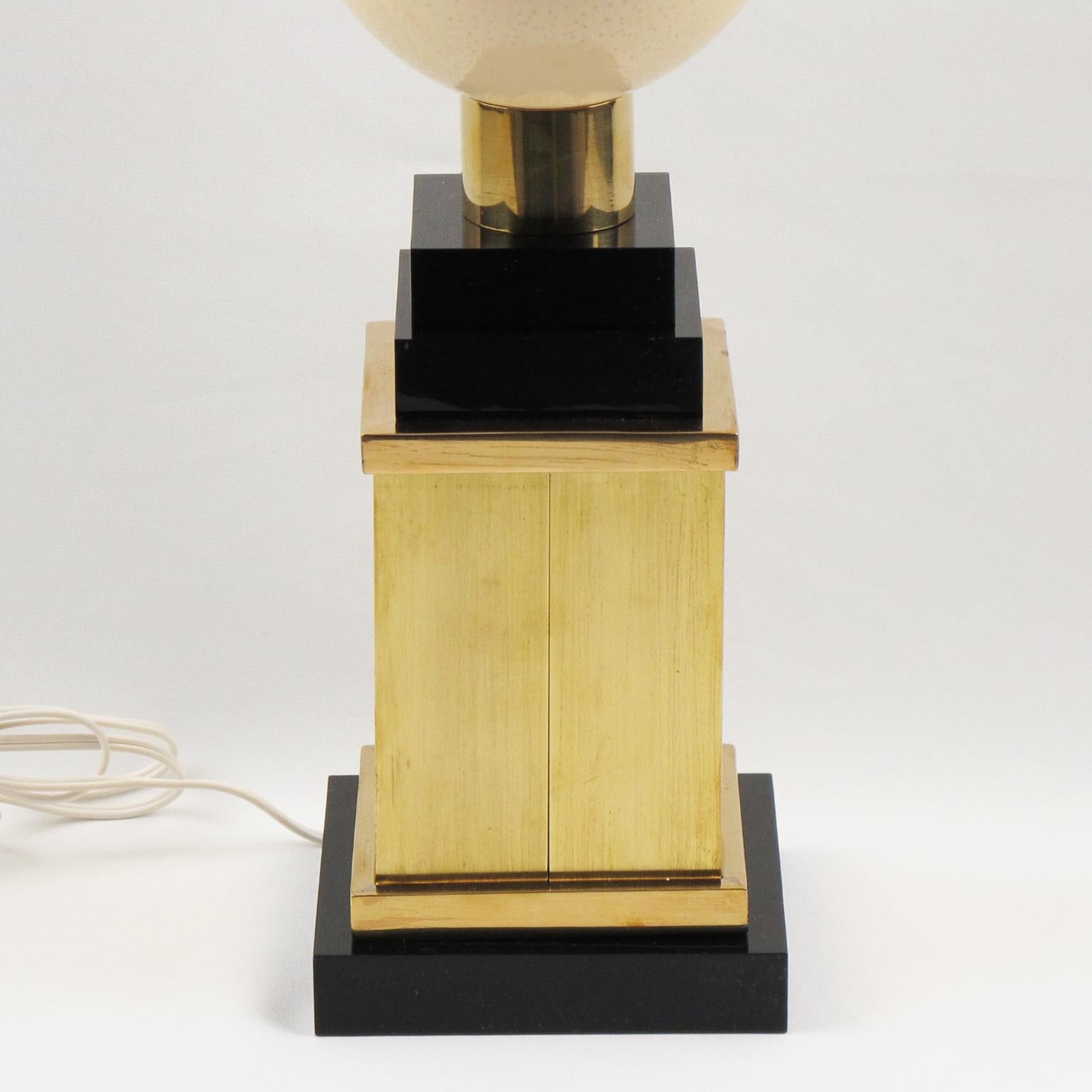 Gilt Maison Charles et Fils Paris Ostrich Eggshell Table Lamp, circa 1960 For Sale