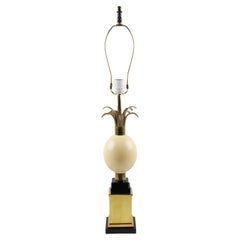 Maison Charles France, Ostrich Egg and Brass Table Lamp, 1970s